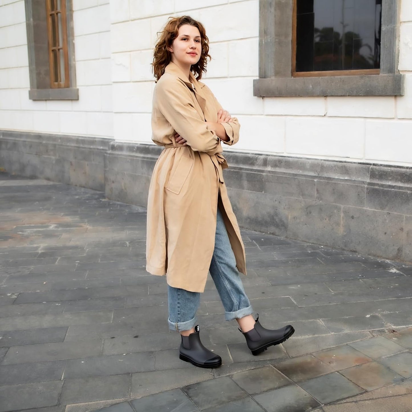 HISEA Women's Short Rain Boots Waterproof Garden Shoes Rubber Chelsea Boots Anti-Slipping Rainboots for Ladies with Comfort Insole Lightweight Stylish Ankle Rain Shoes Outdoor Work Booties