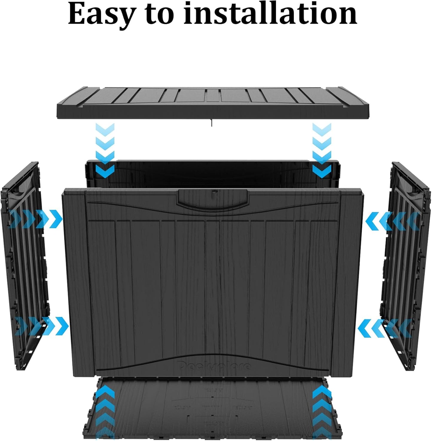 31 Gallon Deck Box, Resin Outdoor Indoor Waterproof Storage Box, Lockable Storage Box With Handle for Patio Furniture - Garden Tools - Swimming Pool Tools UV-Resistant, Black