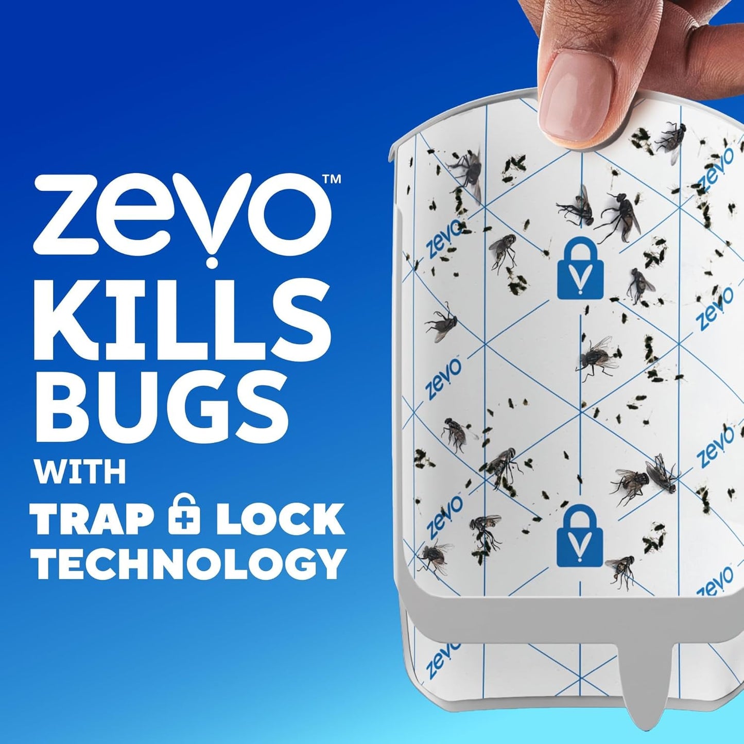 Zevo 4 Flying Insect Traps & 4 Cartridges - Plug In Fly Trap & Indoor Bug Catcher for Gnats, House & Fruit Flies - Mess-Free - Use in Any Room - Uses Blue & UV Light (4 Plug In Devices & 4 Cartridges)