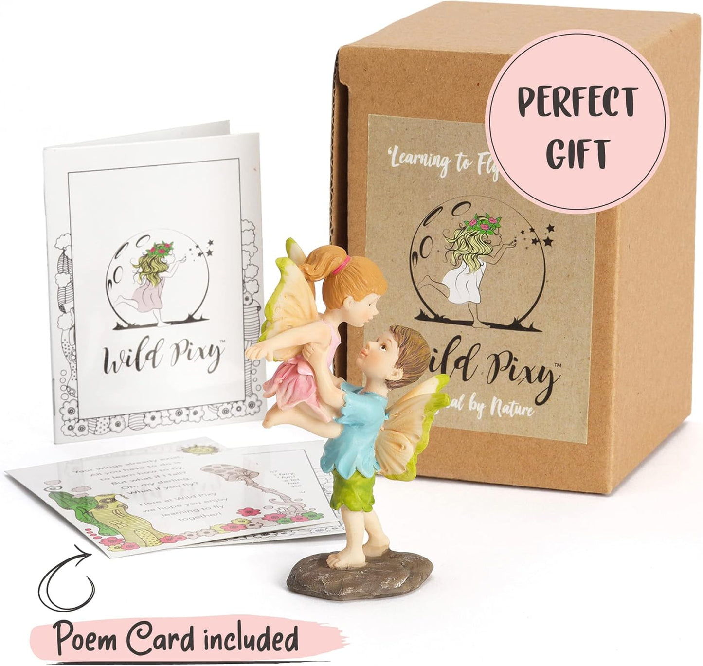WILD PIXY Miniature Fairy Figurine - Fairy Garden Fairies with an Inspiration Theme, Includes A Fairy Poem and Gift Box, Gorgeous Miniature Garden Decoration for Indoor or Outdoor Fairy Gardens