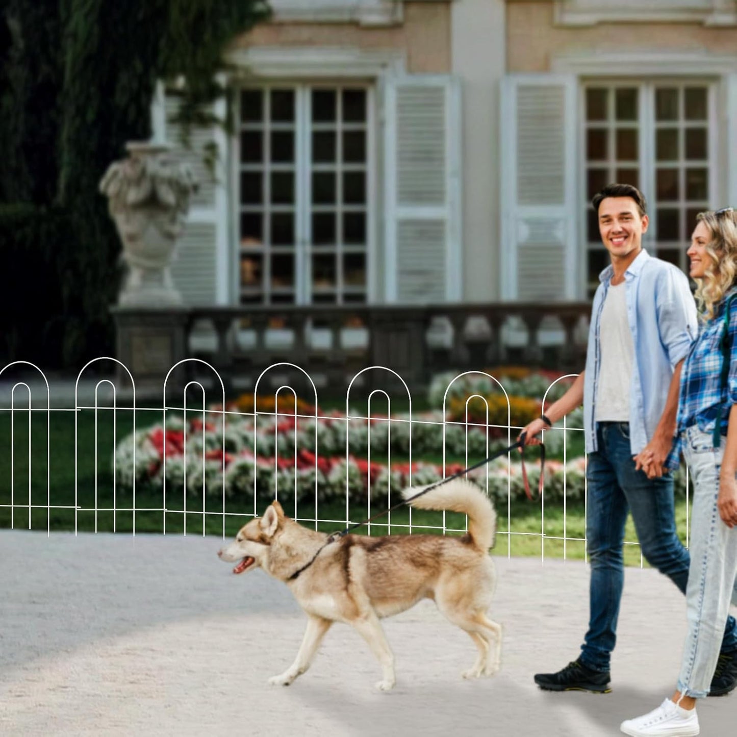 Decorative White Garden Border Fence 32inX20ft Rustproof Landscape Metal Edging Patio Decor Yard Fencing Patio Flower Bed Garden Fencing for Outdoor