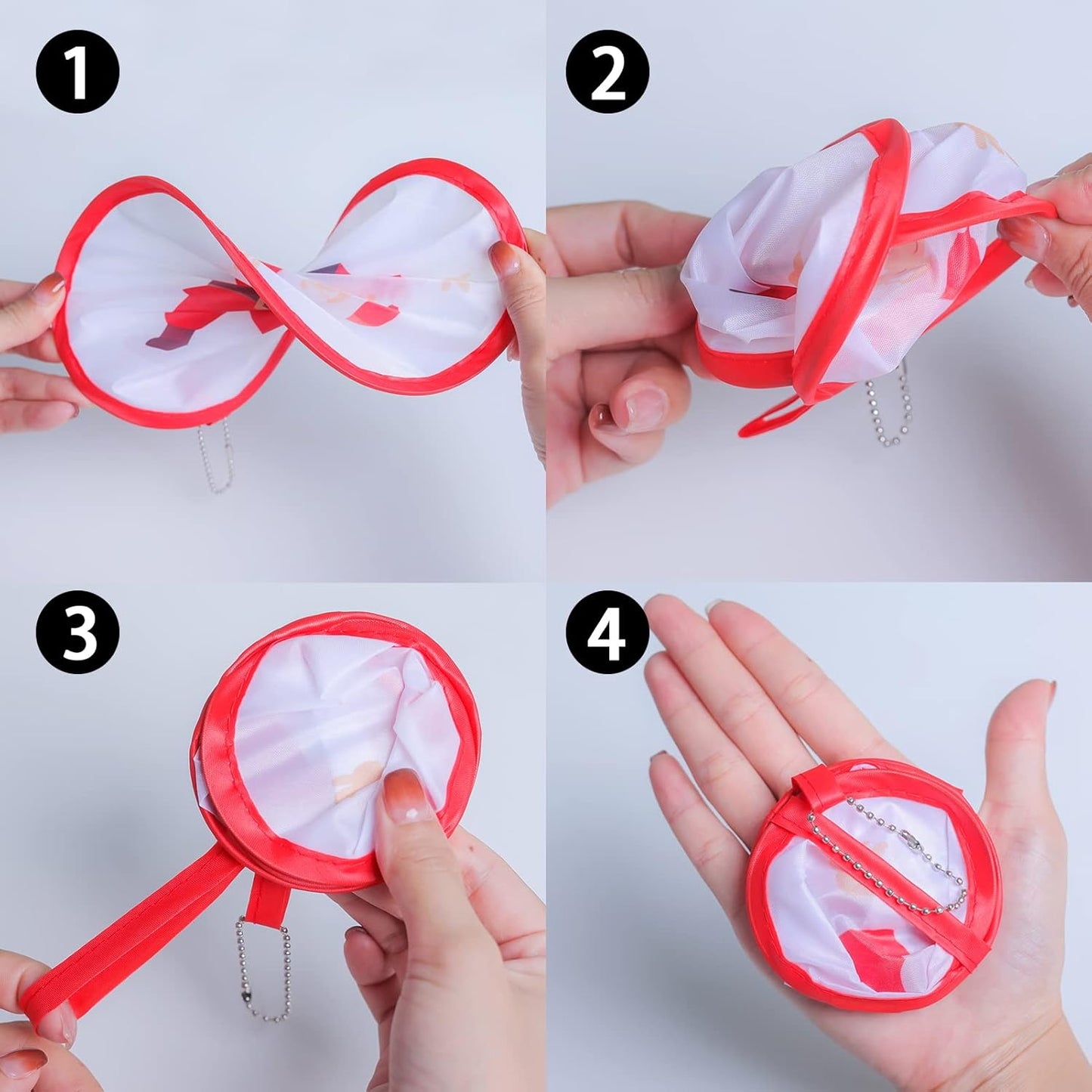 4 Pack Animal Foldable Hand Fans – Pocket-Sized Round Fans for Men & Women, Portable Cooling Fan for Travel, Concerts, Graduation, Indoor & Outdoor Use (Black)