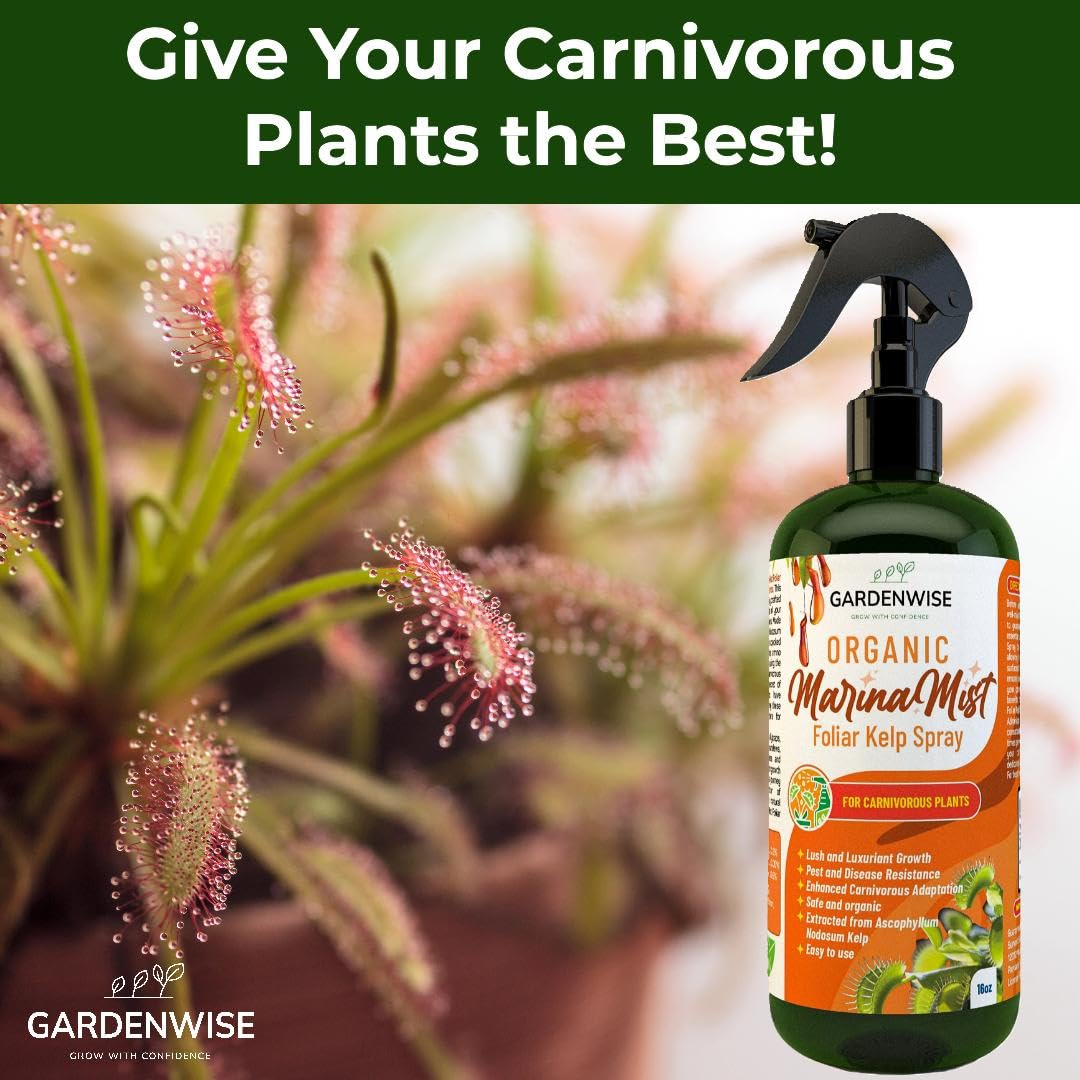 100% Organic Marina Mist Carnivorous Plant Food | Liquid Kelp Foliar Spray for Plants - Kelp Fertilizer for Venus Flytraps, Sundew, Butterworts, Pitcher Plants 16 Oz