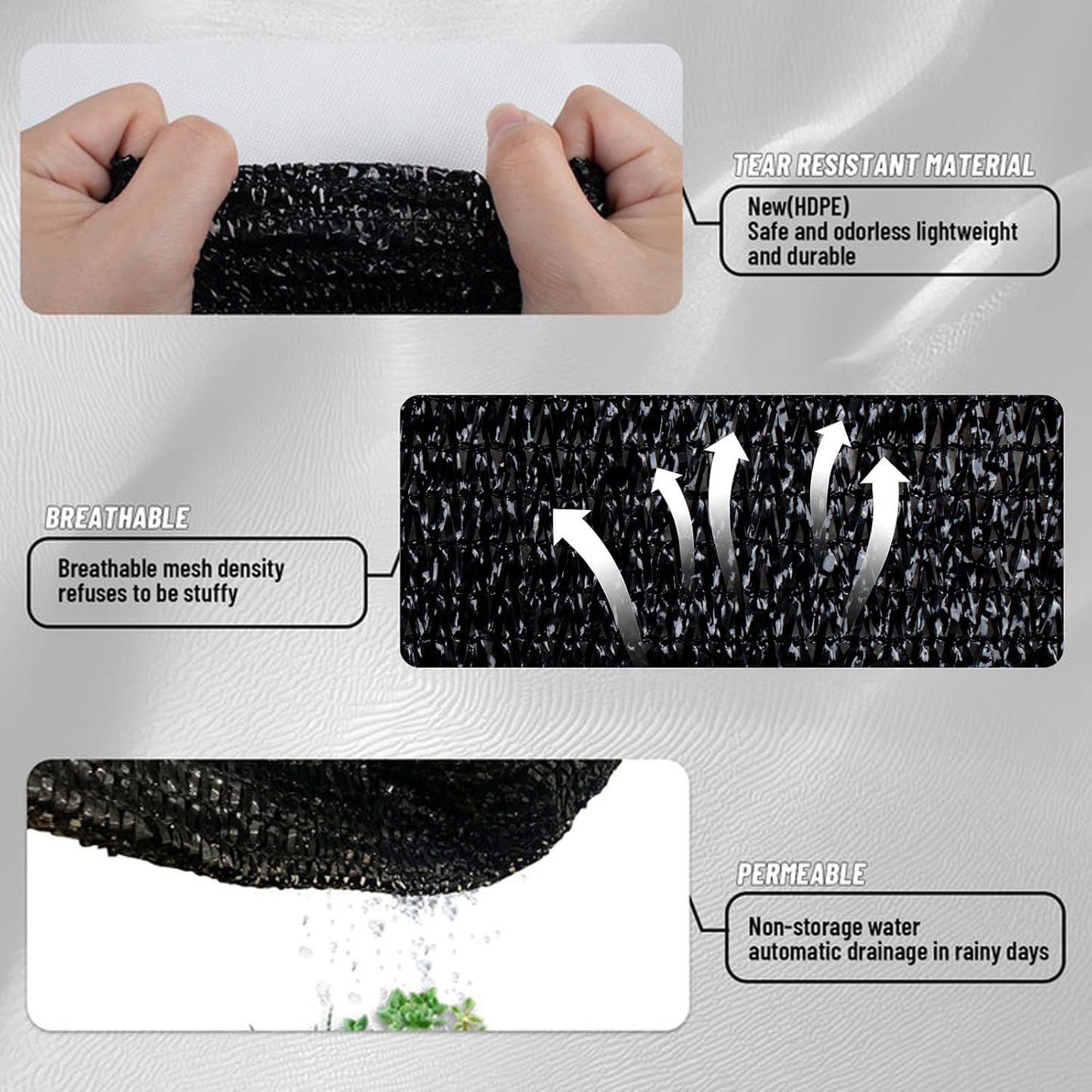 Cool Area 90% Sun Shade Cloth Mesh Tarp with Grommets for Plant Cover 6x12ft Patio Canopy Garden Pergola Blackhouse Car Barn Kennel Black