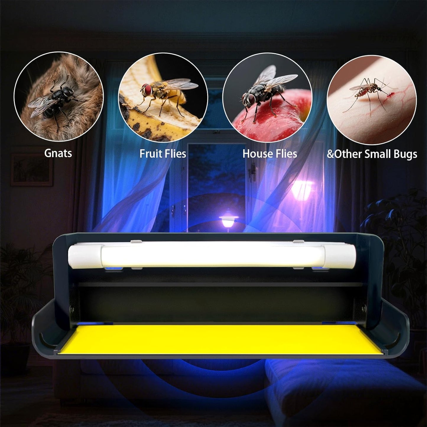 UV Fly Light Trap Indoor for Home Gnat Traps for House, Wall Sconce Fly Light Bug Catcher for Kitchen House & Restaurant Fruit Flies Garage & Warehouse