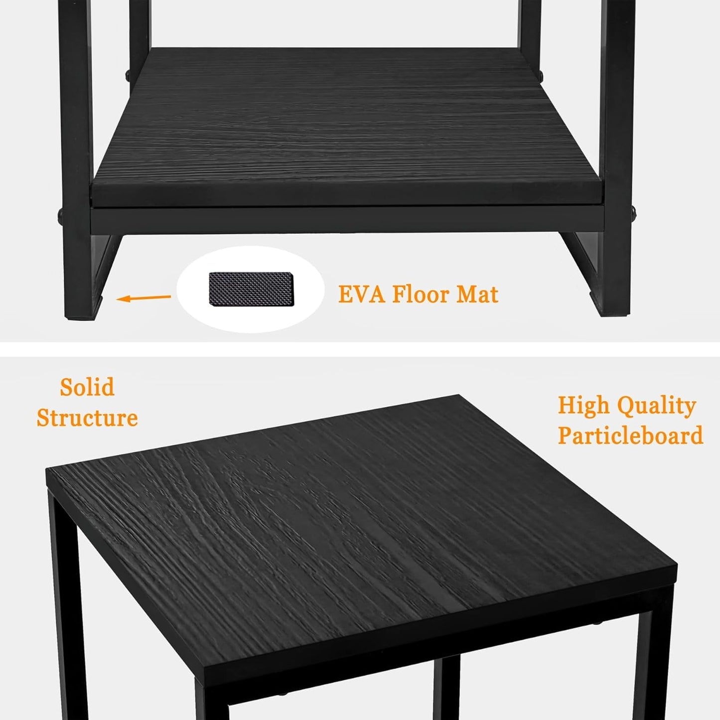 46" Tall Plant Stand Indoor, 3-Tier Modern Plant Shelf, Corner Flower Pot Holder Organizer for Living Room Balcony Patio Garden (Black)