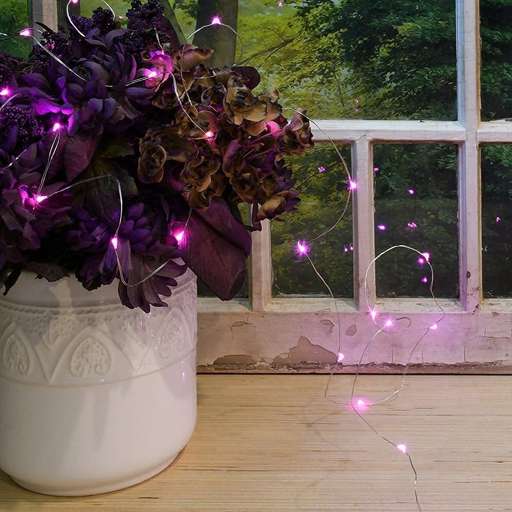 2 Pack Solar Powered Fairy String Lights Outdoor Waterproof 8 Modes Twinkle Christmas Decorations Lights, Each 33ft-100LED, 40ft-120LED, 66ft-200LED, 80ft-240LED, (Pink, 33)