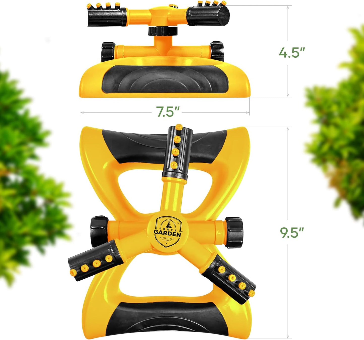 Joeys Sprinkler for Yard, Rotating Garden Sprinkler for Large Area Coverage, Lawn and Yard Sprinklers (Yellow)