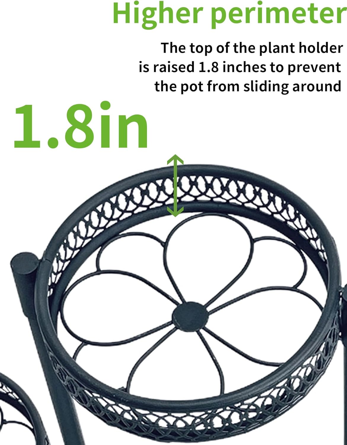 5 Tier Large Plant Stand Indoor with 7.9-Inch Wide Drainage Tray, Tiered Corner Metal Outdoor Flower Display Holder Shelf, Folding Tall Rack for House Patio Porch Balcony Graden - BlackFlower