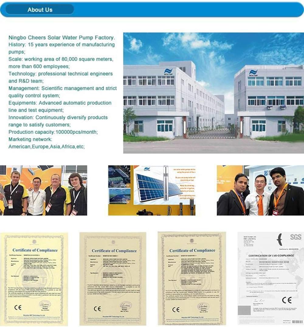 Solar Water Pump Kit 24V with 3-Year Warranty | Stainless Steel 316 Submersible Pump for Bore Wells, Ponds | Solar-Powered & MPPT Controller,JS3-1.8-100