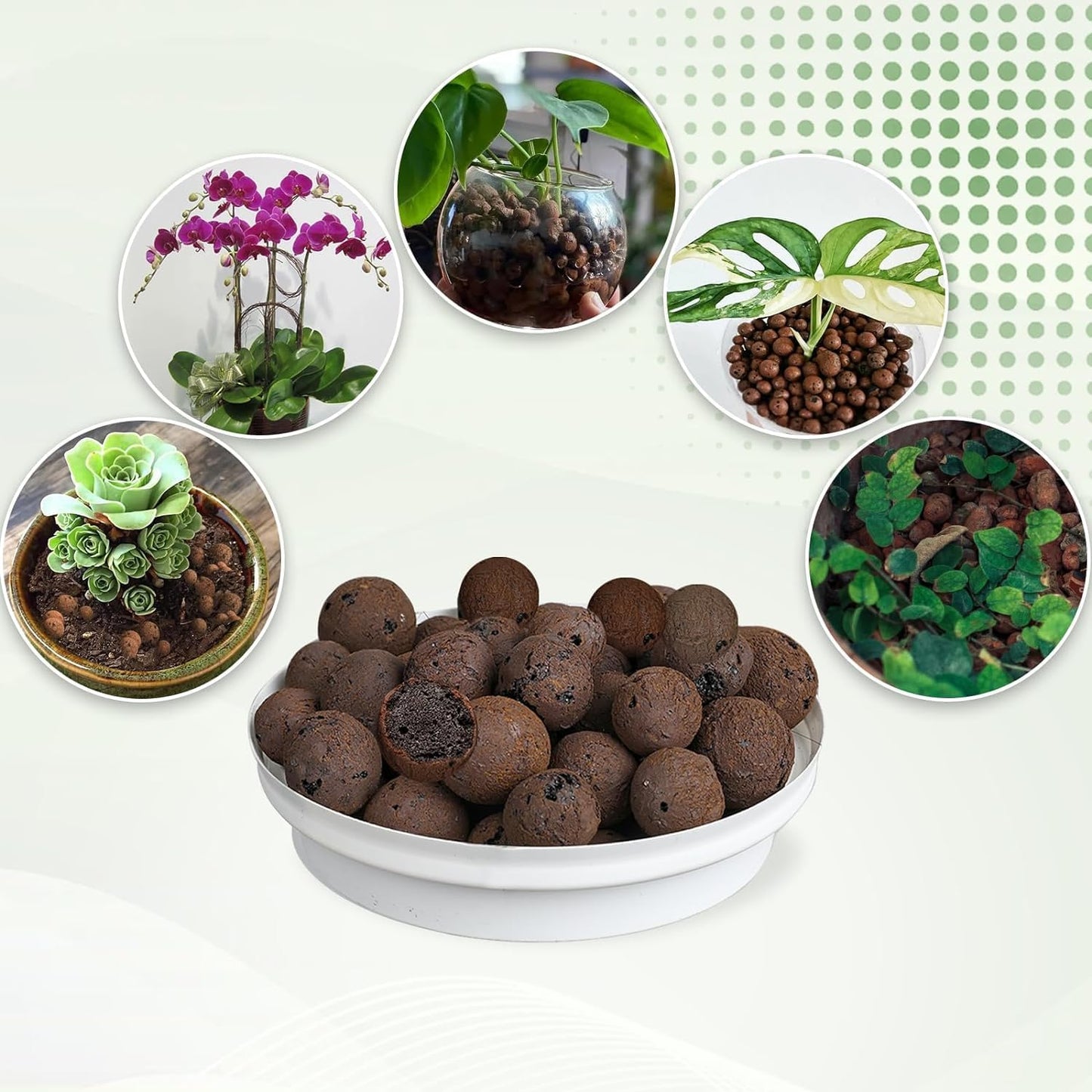 Expanded Clay Pebbles for Plants 2qt, Natural Organic Expanded Grow Media for Hydroponics, Drainage, Decoration, Aquaponics and Other Gardening Essentials