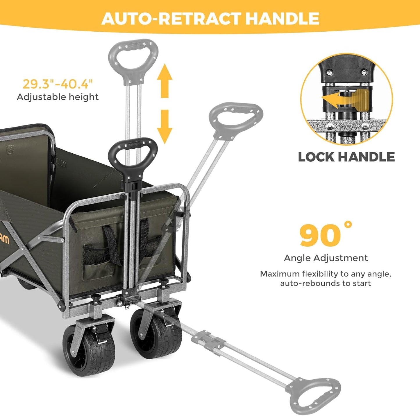 Collapsible Wagon Cart with Removable Tabletop, 500LBS Folding Wagons with Extended Tailgate, Big All-Terrain Wheels, Heavy Duty Utility Wagon Carts for Beach, Picnic, Grocery, Outdoor