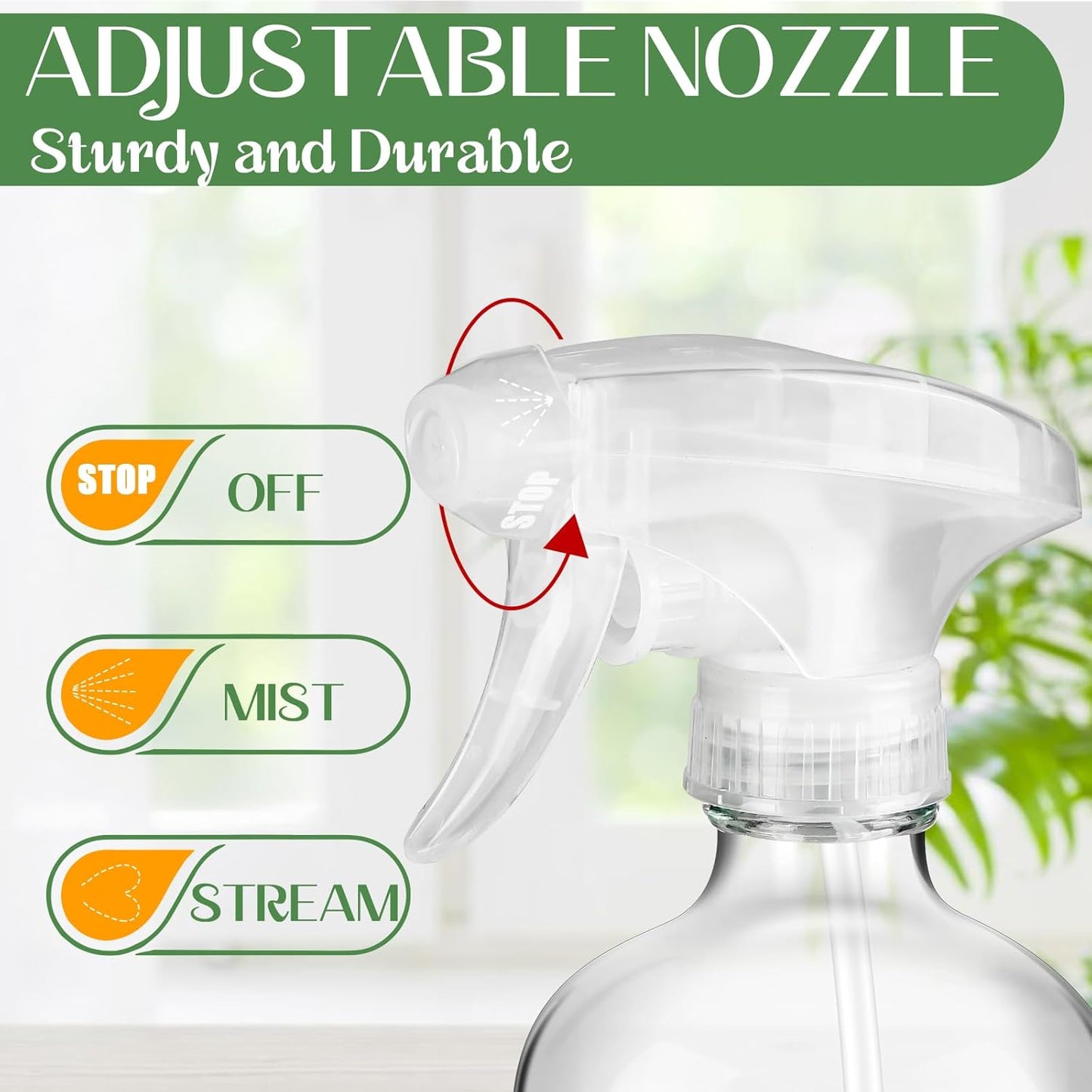 3 PACK/16 OZ Glass Spray Bottles with Upgraded Adjustable Spray Nozzle, Refillable Containers with Silicone Sleeve, Spray Bottle for Hair&Cleaning Solutions&Essential Oils-Pink Blue Gray