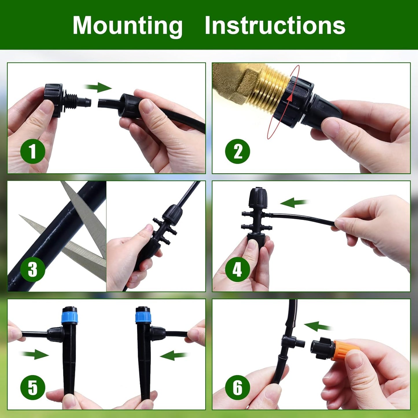 260 FT Drip Irrigation System Kit, Automatic Garden Watering System with 1/2" & 1/4" Tube for Greenhouse, Lawn, Raised Bed, Micro Misting Plant Sprinkler System, Adjustable Drip Emitters