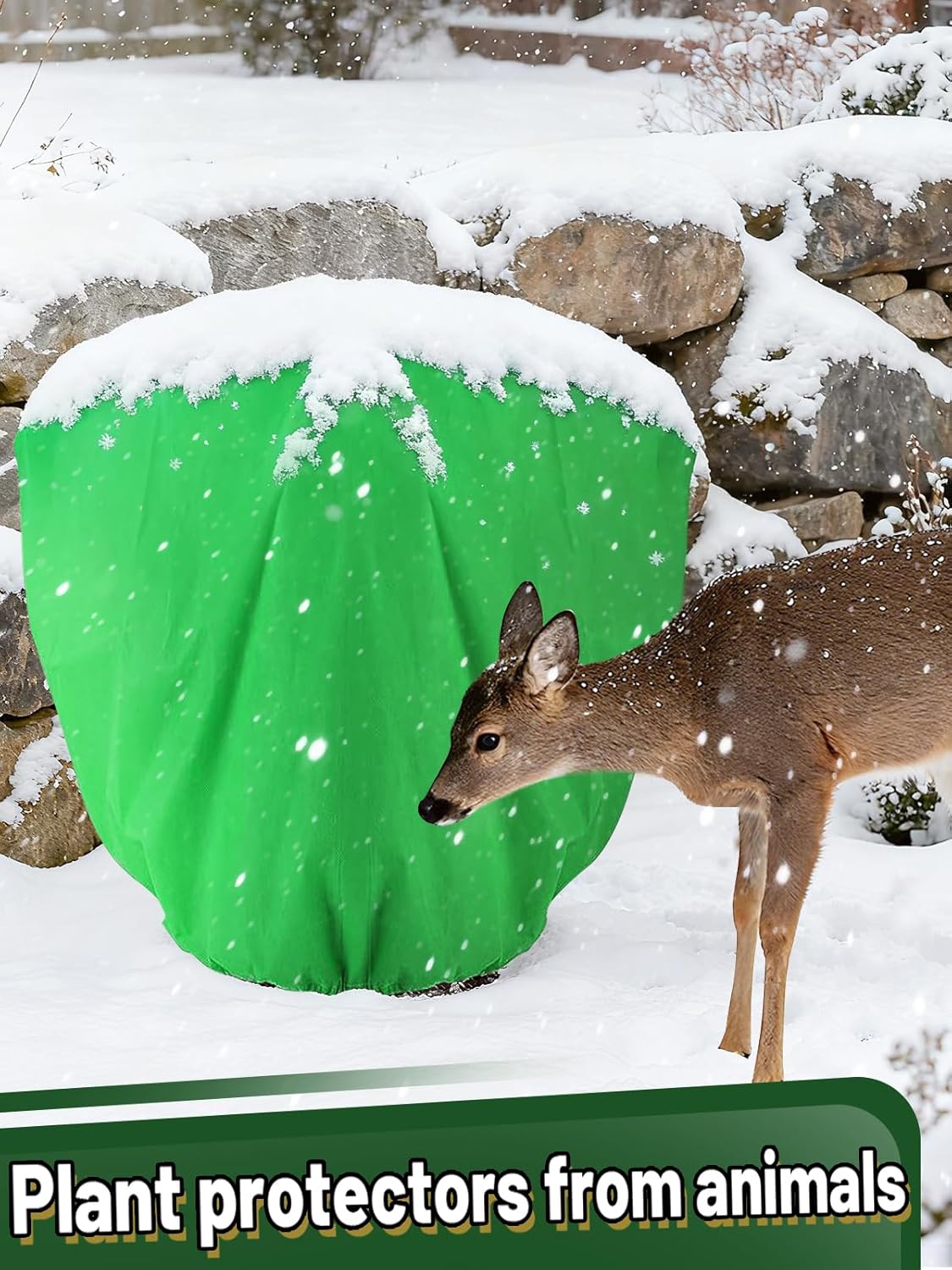 ANPHSIN 12 Pcs 39.3in x 39.3in Plant Covers Freeze Protection - Winter Shrub Plant Protection Bags, Frost Blankets Cloths with Drawstring for Outdoor Garden Plants, Green