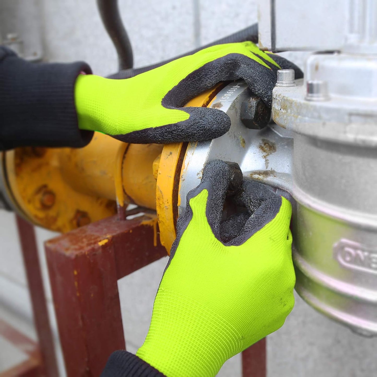 Evridwear Crinkle Latex Rubber Hand Coated Safety Work Gloves for Men Women General Multi Use Construction Warehouse Gardening Assembly Landscaping (S-Size) Lime 120 Pairs Pack