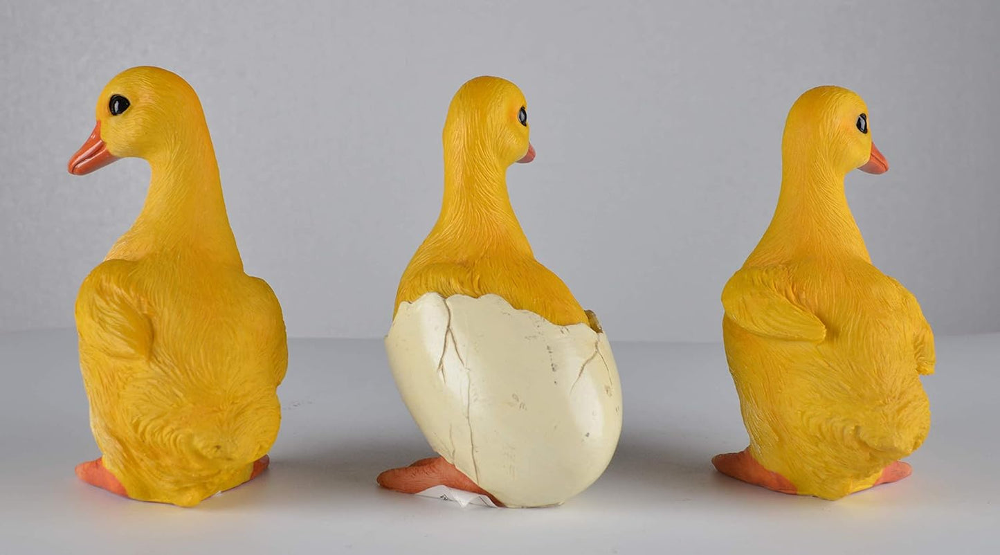 JORAE Ducks Statue Yard Garden Decorations Set of Three, Ducklings Ornament Animal Outdoor Statue, 5 in, Polyresin