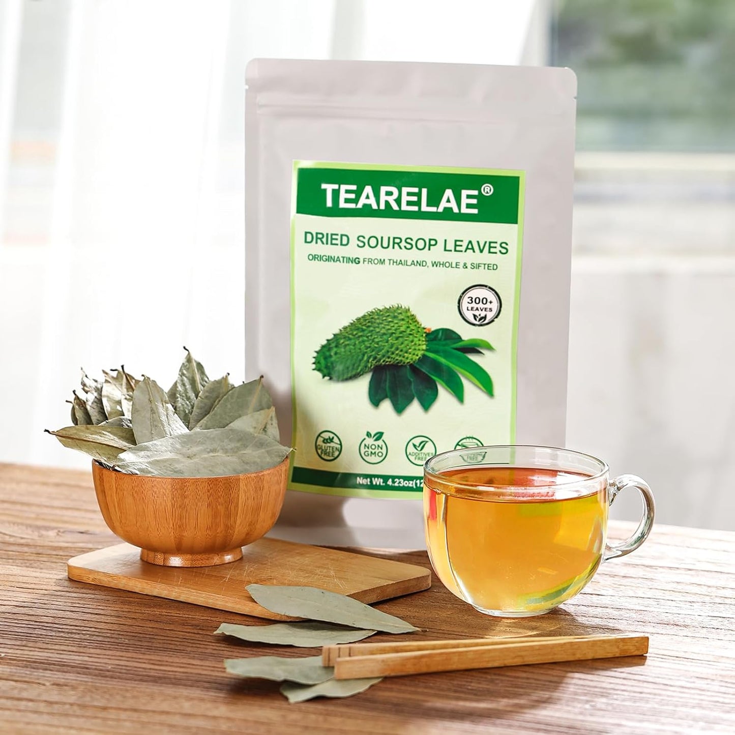 TEARELAE - Soursop Leaves Tea - 300+ Premium Soursop Graviola Dried Whole Leaves - Hojas De Guanabana - Country of Origin Thailand - Support Digestion & Rich In Nutrients