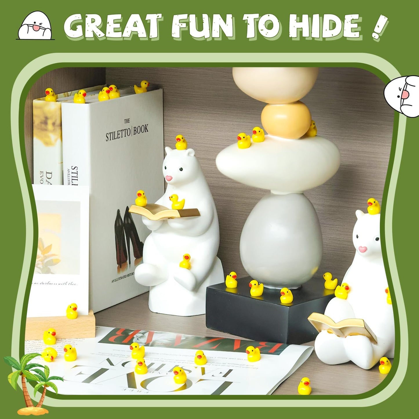 200PCS Mini Resin Animals Cute Yellow Tiny Ducks,Miniature Duck Figures to Hide,Little Animal Toys Small Figurines Bulk for Topper Desk Garden Dollhouse Landscape Aquarium Ornaments DIY Crafts & Decor