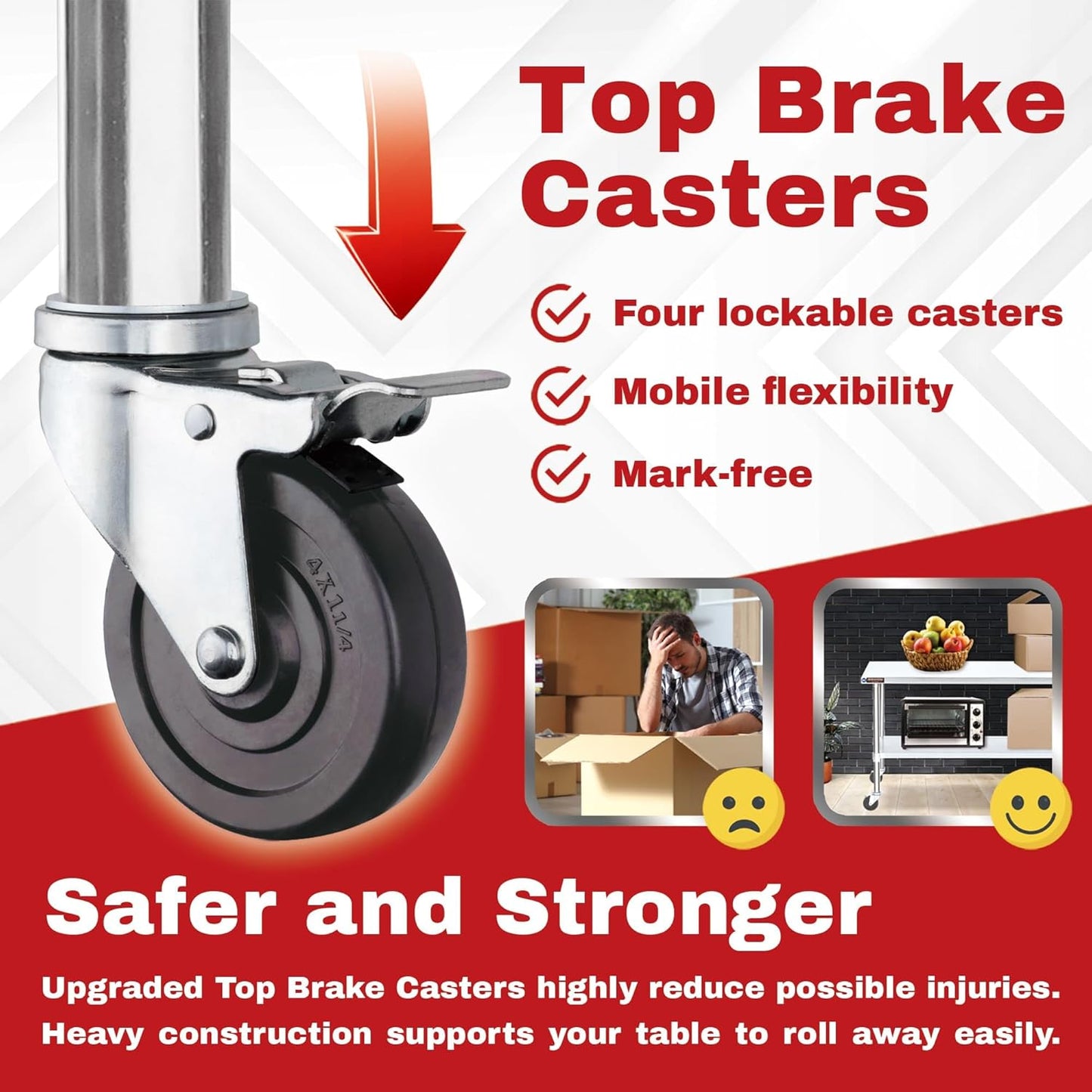 DuraSteel Stainless Steel Work Table 30" x 24" x 34" Height w/ 4 Caster Wheels - Food Prep Commercial Grade Worktable - NSF Certified - Good for Restaurant, Business, Warehouse, Home, Kitchen, Garage