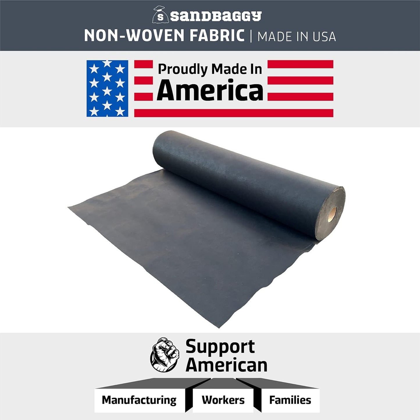 Sandbaggy Geotextile Pond Underlayment Padding | Made in USA | 50 YEAR Life* | Non Woven Fabric Protects Pond Liner From Damage | Made of Industrial Grade DOT Approved Fabric (15 ft x 15 ft or 225 sq ft)