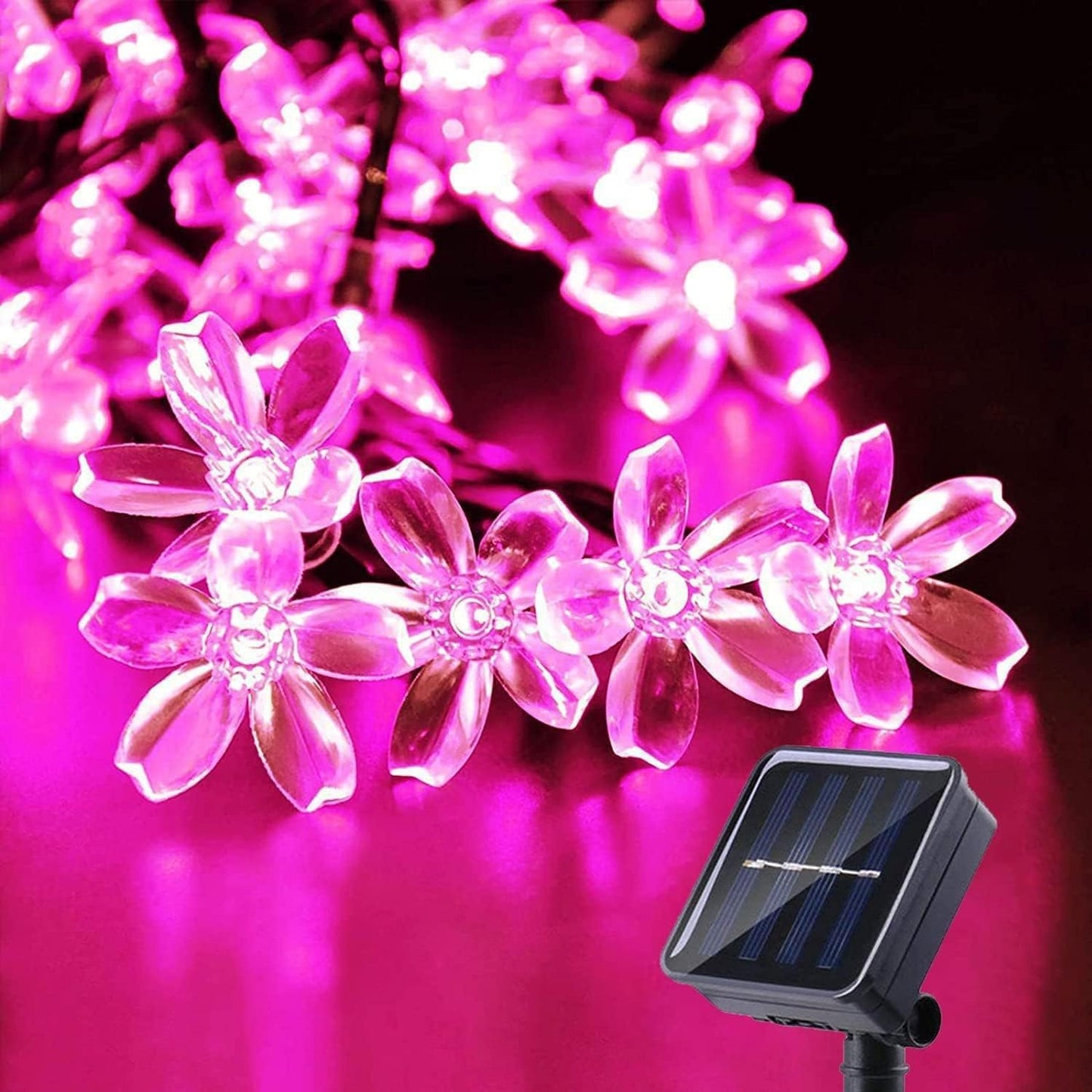 Solar String Lights, 50 LED Waterproof Outdoor Flower Solar Lights, Fairy Light for Outside Patio Garden Fence Yard Christmas Tree Decor