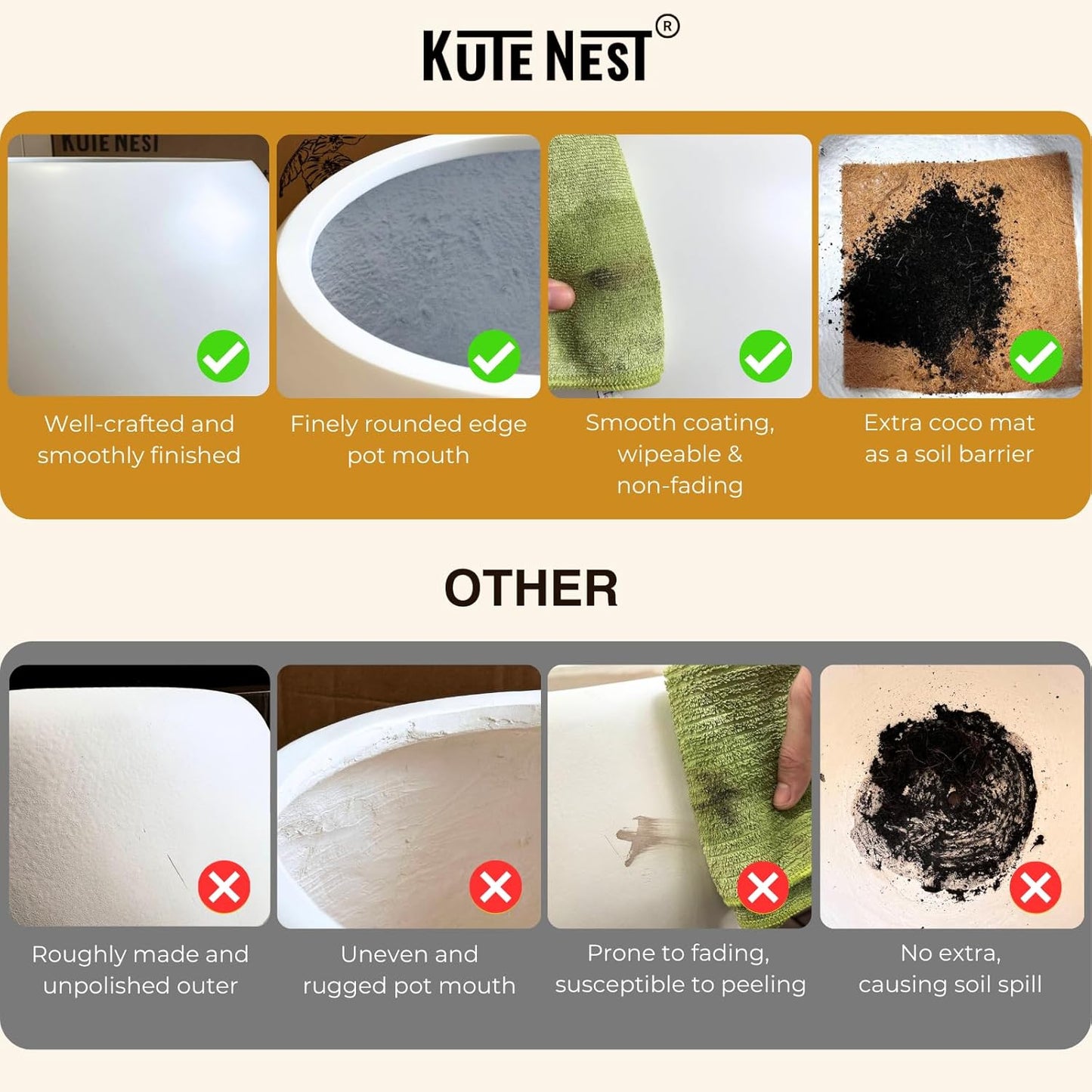 Globo Large Fiberstone Plant Pot, Large Planters for Indoor Plants, Outdoor Planters for Porch (Red, 12" D x 9.7" H)