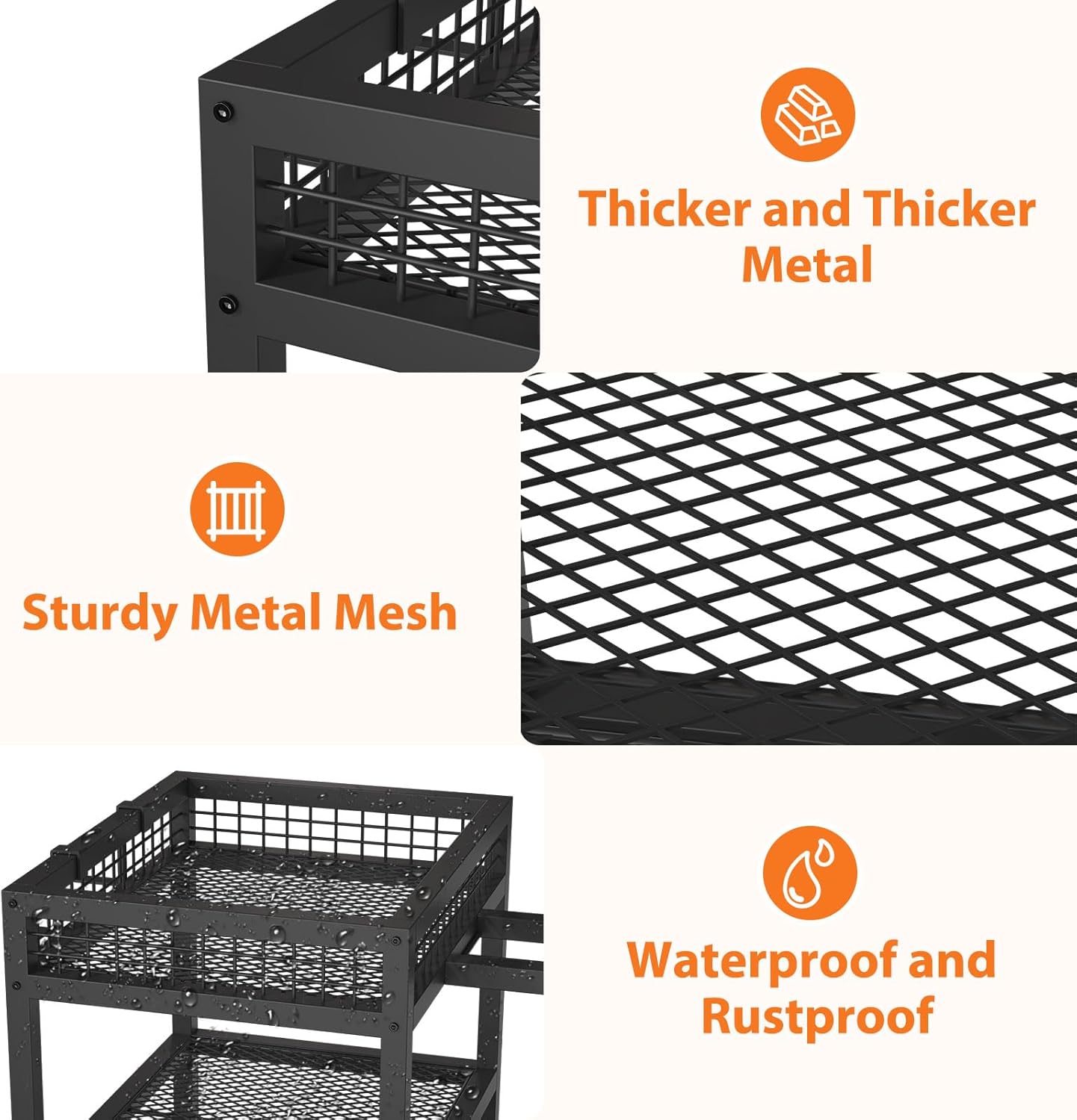 Garden Tool Organizer with Wheels-Movable Garden Tool Rack with Storage Hooks for Long-Handled Tools/Rakes/Brooms/Shovels,Heavy Duty Metal Garden Tool Storage for Garage,Shed,Garden,Black