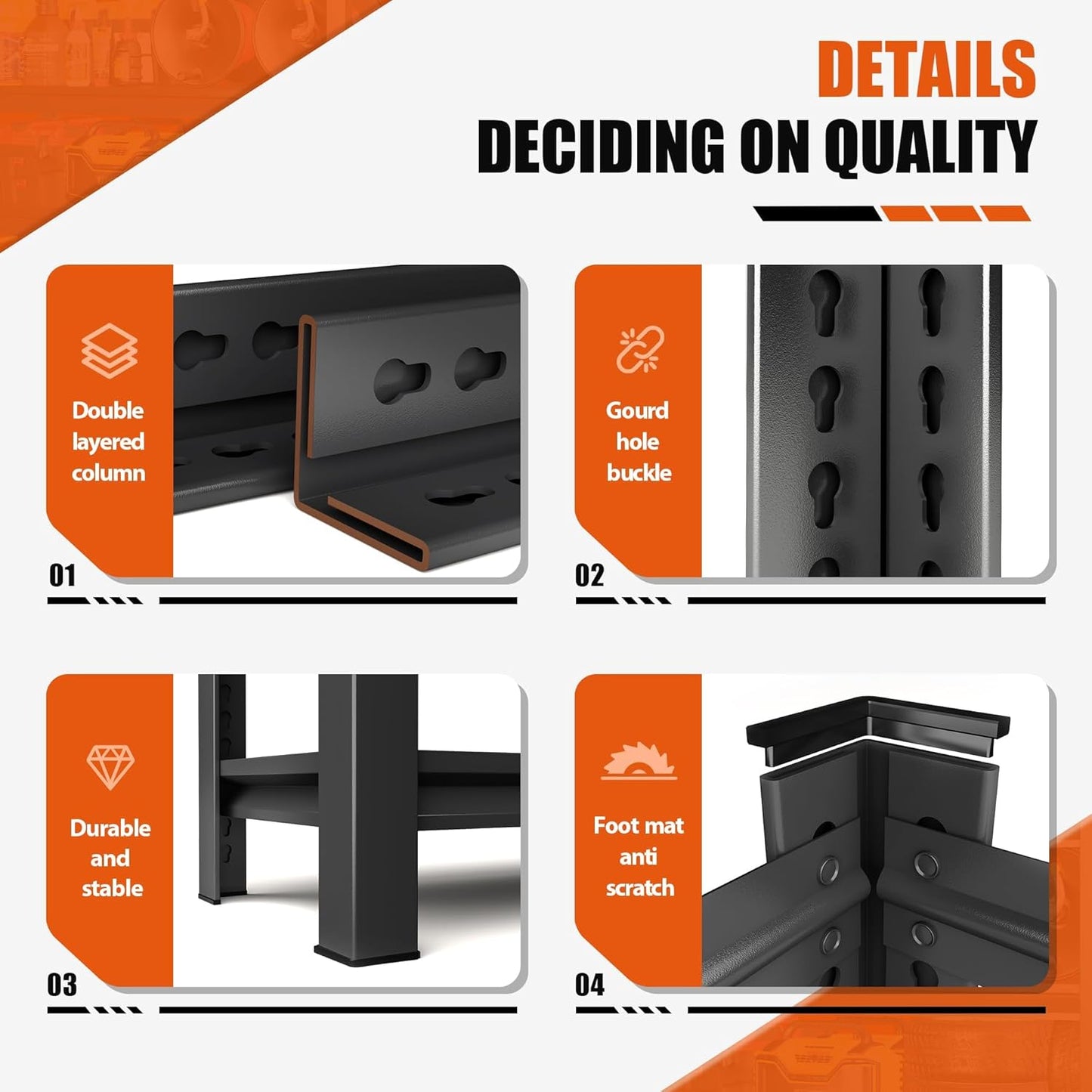 Heavy Duty 5-Tier Garage Shelf Steel Unit 3000lb Capacity | Garage & Basement Storage | Industrial Metal Shelving for Warehouse Workshop | Adjustable Rust-Resistant (72"H x 36"W x 16"D, Black)