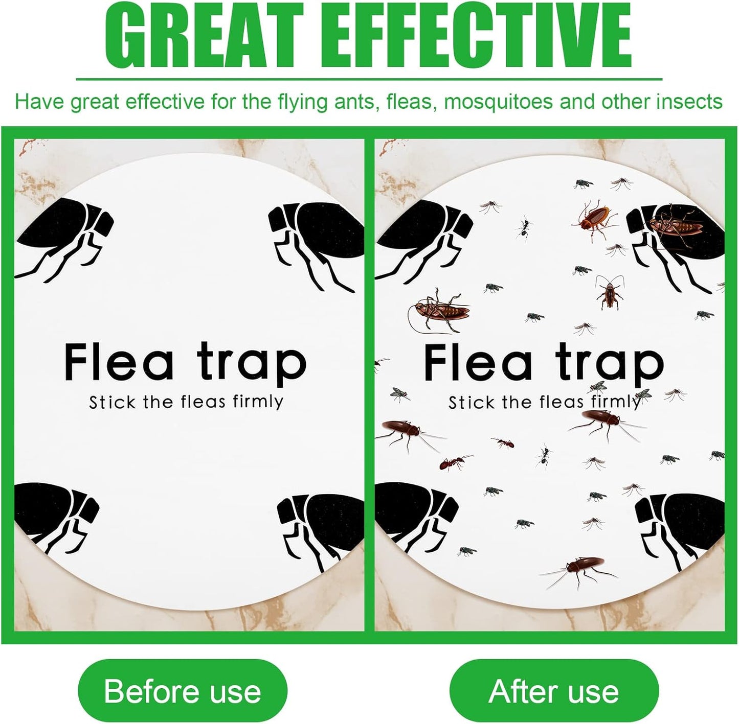 Flea Trap Refill Discs Sticky Fly Trap Refill Glue Board Refills Double Layer Adhesive Nontoxic Odorless Pest Control Replacement Sticky Glue Pads 7.1 Inch for Bugs Flies(60 Pcs)