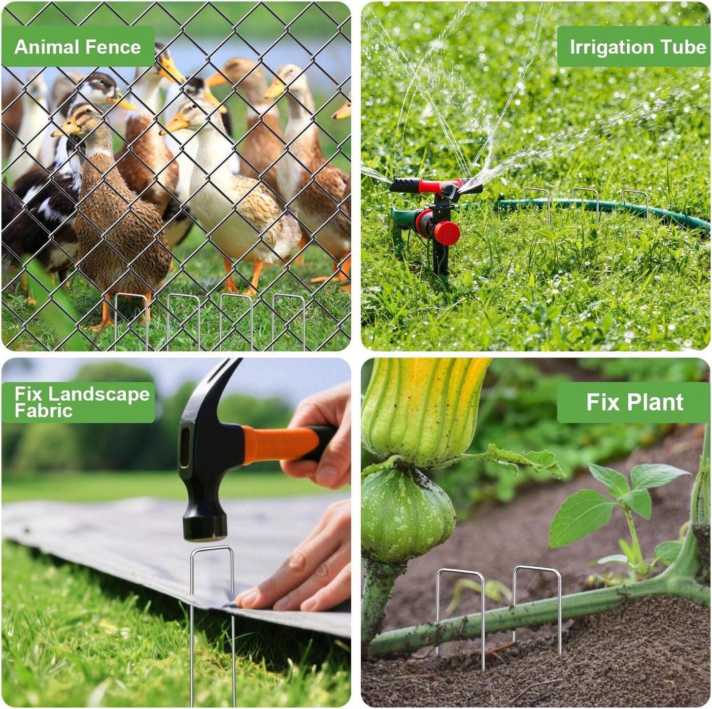 FOTMISHU Landscape Staples 6 Inch 220Pcs Garden Stakes, Galvanized Lawn Pins Spray Coating Yard Ground Spikes, U-Type Staples for Weed Barrier Anchoring Outdoor Tents Hoses