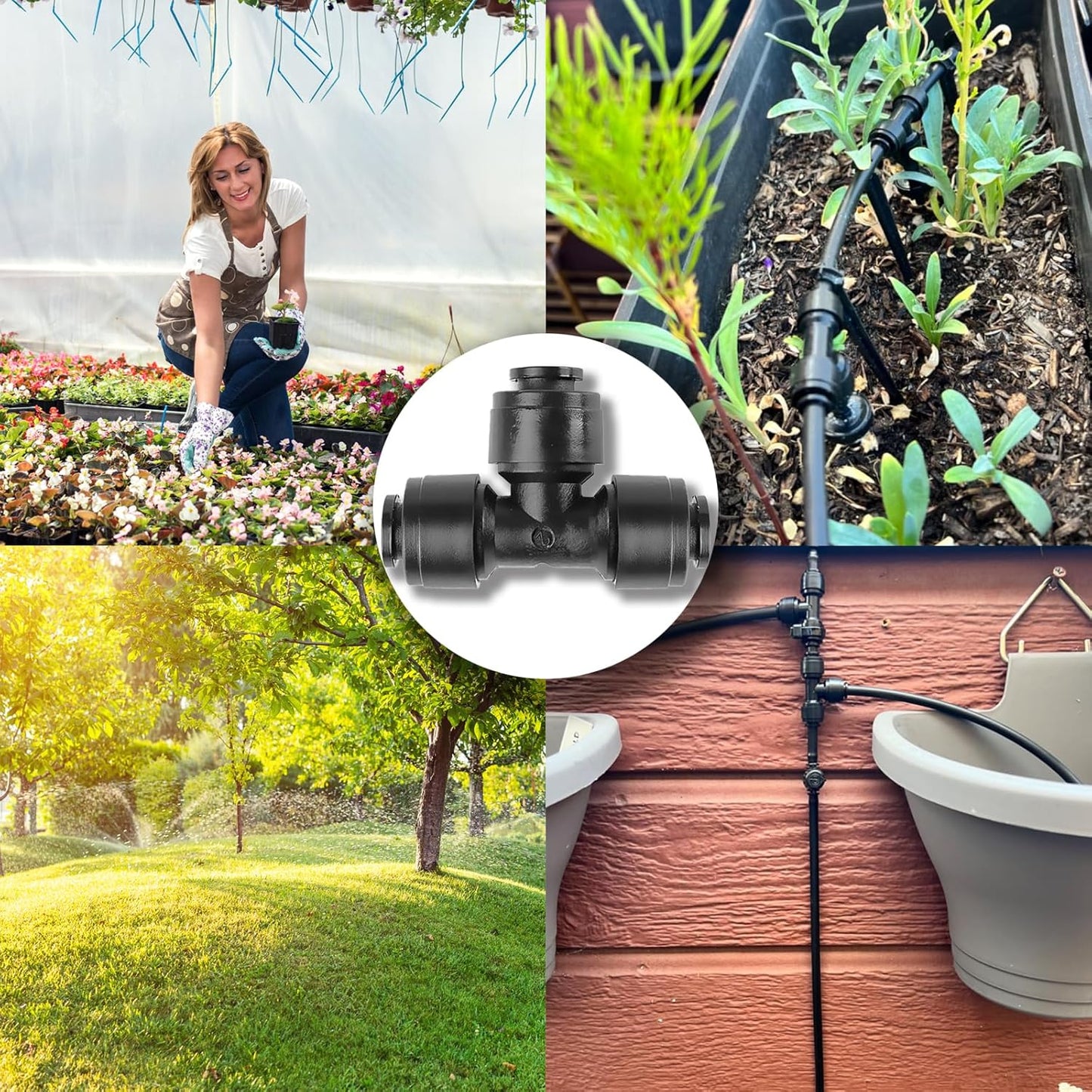 20 Pack Quick Connect 1/4" Drip Irrigation Tee Connectors, Universal Tee Fitting for 1/4 Inch Irrigation Tubing, Leak Free Fittings for Sprinkler or Drip Irrigation System