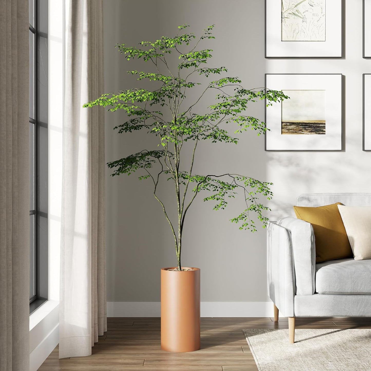 DTY Signature Mount Oxford Tall Outdoor Planter - Small Terracota 15.7 Inch Height Modern Tall Planter Pot for Indoor & Outdoor Spaces - Stylish Planter for Contemporary Homes and Gardens