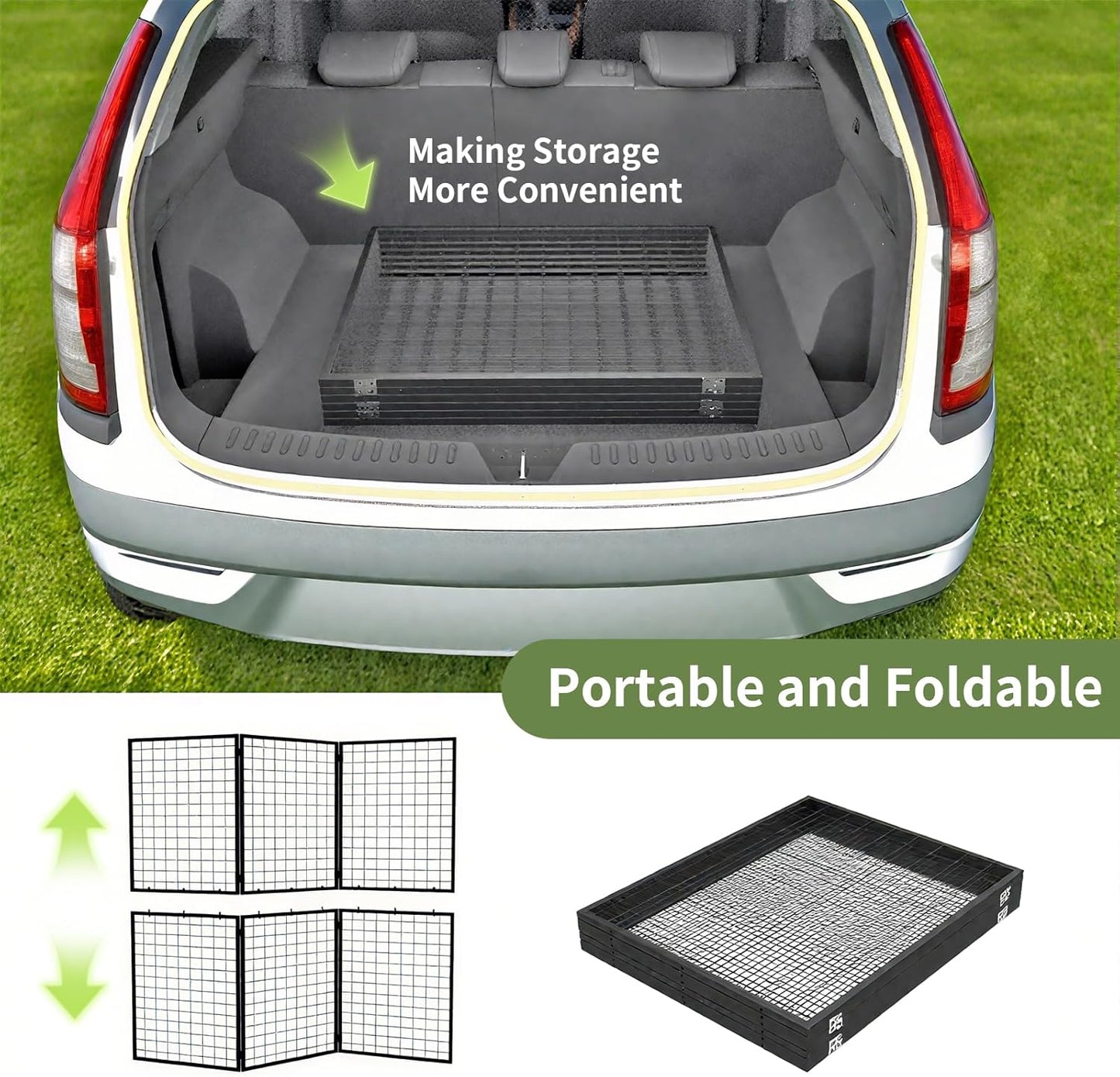 Foldable Gridwall Display Panel - 3 Pack of 2x5 Ft Heavy Duty Z Unit Wire Grid Wall Panels for Retail Store, Trade Show, Pop Up Shop, Versatile Merchandiser Display