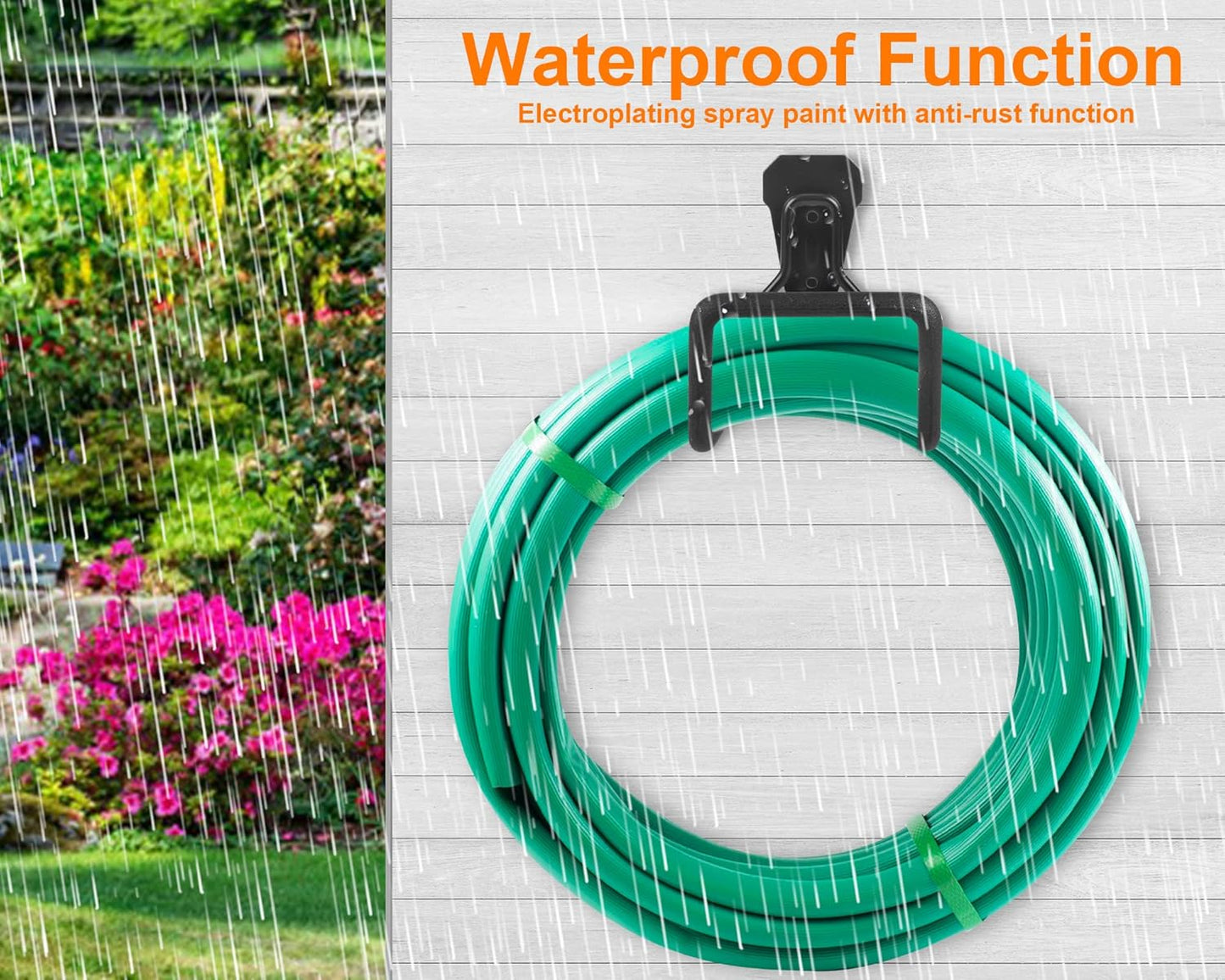 2pcs Heavy Duty Hose Hanger Garden Hose Storage Black Water Hose Holders for Outside Wall Mount Garden Hose Reel Hose Stand