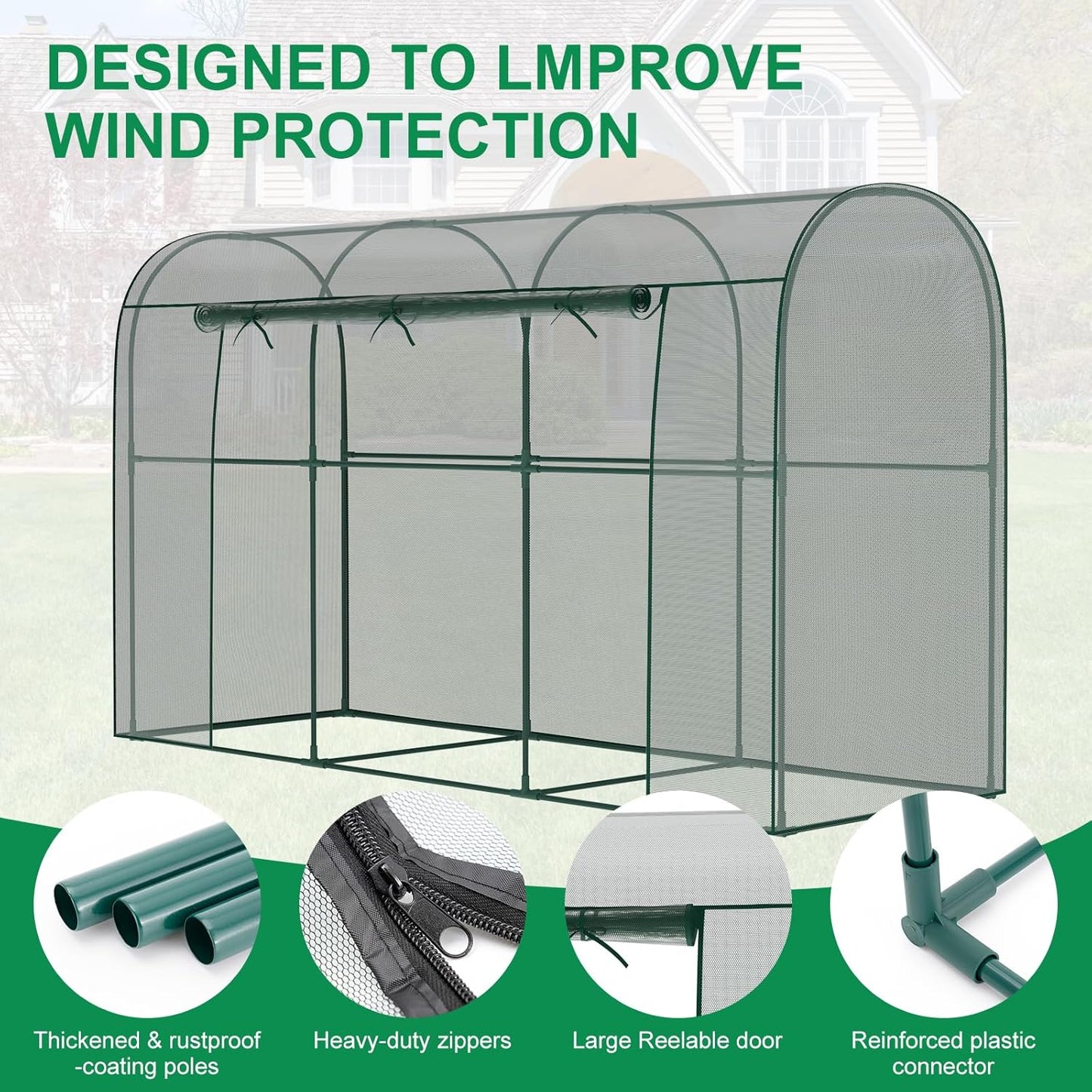 Crop Cages for Garden Plant, 9.8x3.3x6 Ft Plant Protection Tent with Zippered Door, Raised Bed Cover, Garden Bed Cover with Frame, Wind-Resistant Plant Cages for Outdoor Plants Vegetable Flower