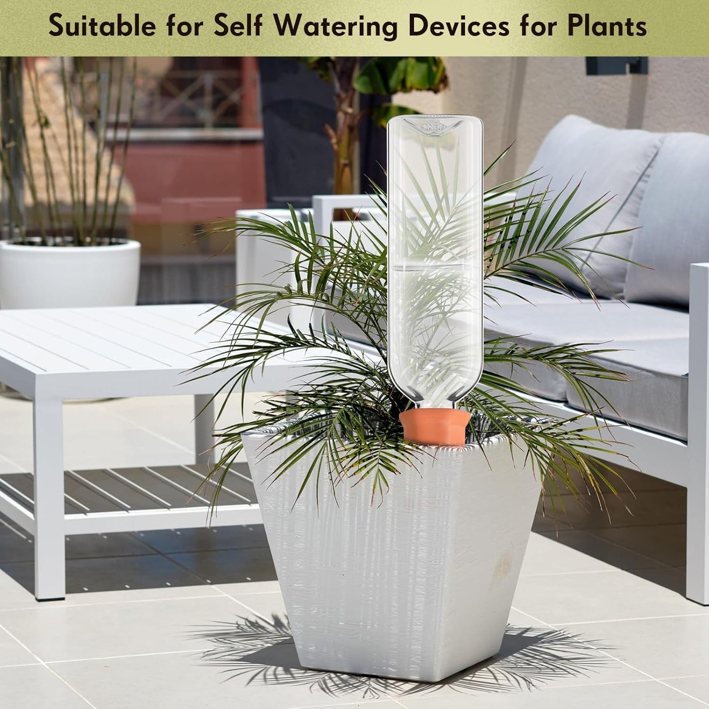 Dandat 20 Pcs 34oz Plant Watering Devices Include Terracotta Self Watering Spikes with 1000ml Plastic Bottles Slow Release Vacation Insert Automatic Plant Waterer Self Water Planter for Garden