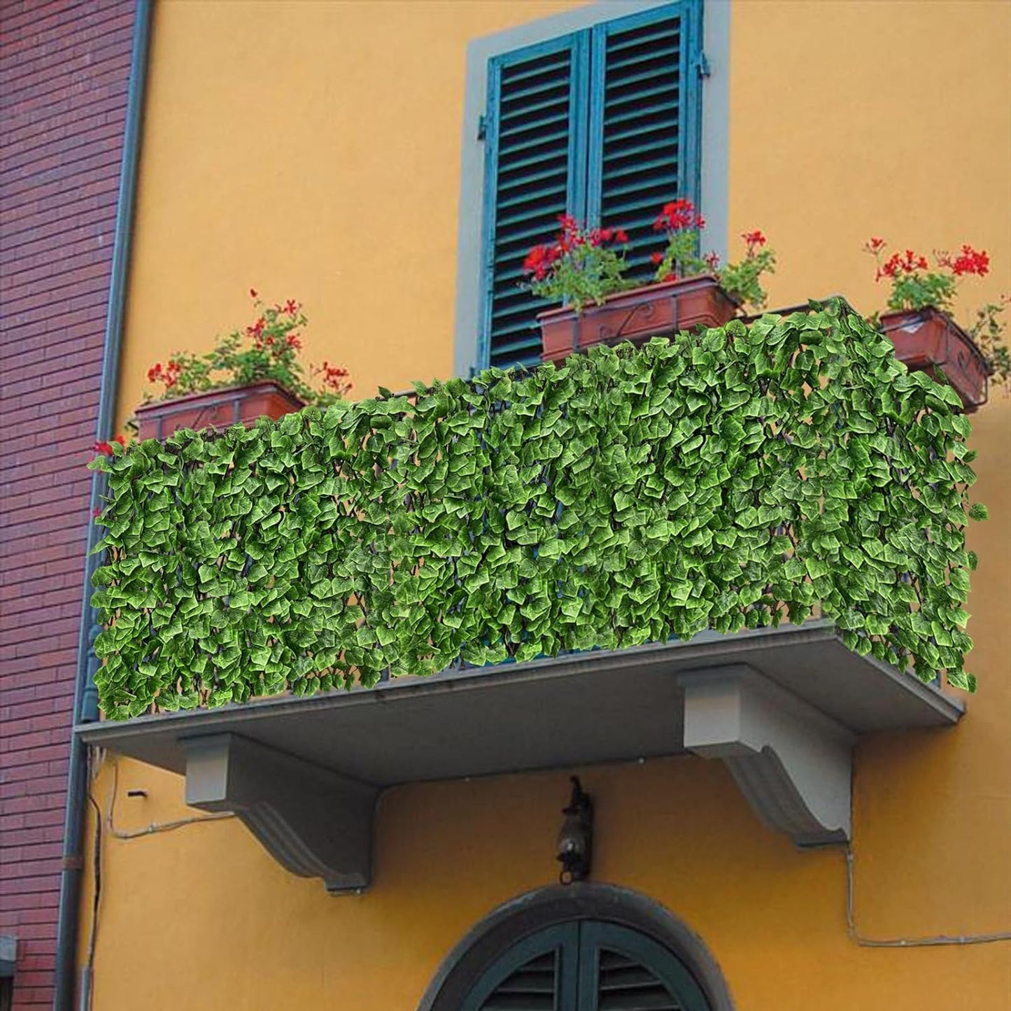 Expandable Fence Privacy Screen for Balcony Patio Outdoor,Decorative Faux Ivy Fencing Panel,Artificial Hedges (Single Sided Leaves)……