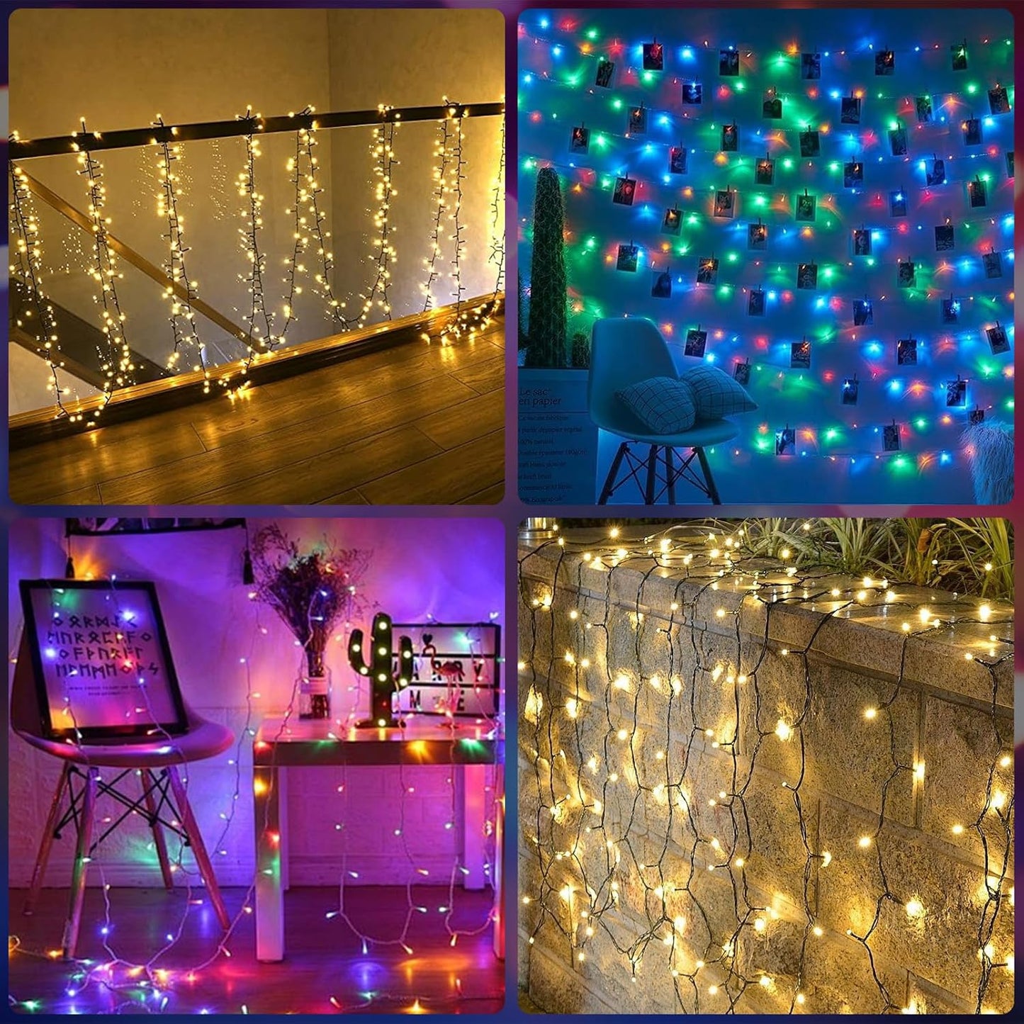 2 Pack 200 LED Solar String Lights, 8 Modes Solar Lights for Outside, Waterproof and Solar Powered Outdoor String Lights for Holiday Christmas Yard Garden Tree Wedding Party (2 Color Changing)