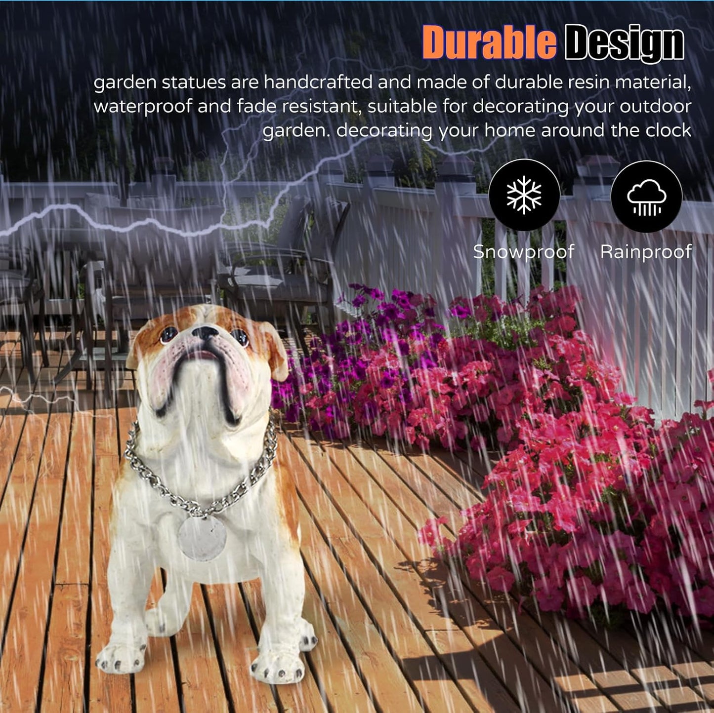 Adorable Standing English Bulldog Puppy Garden Statue, Cute Decorative Resin Figurine for Backyard, Porch, Lawn, Patio for Dog Lovers