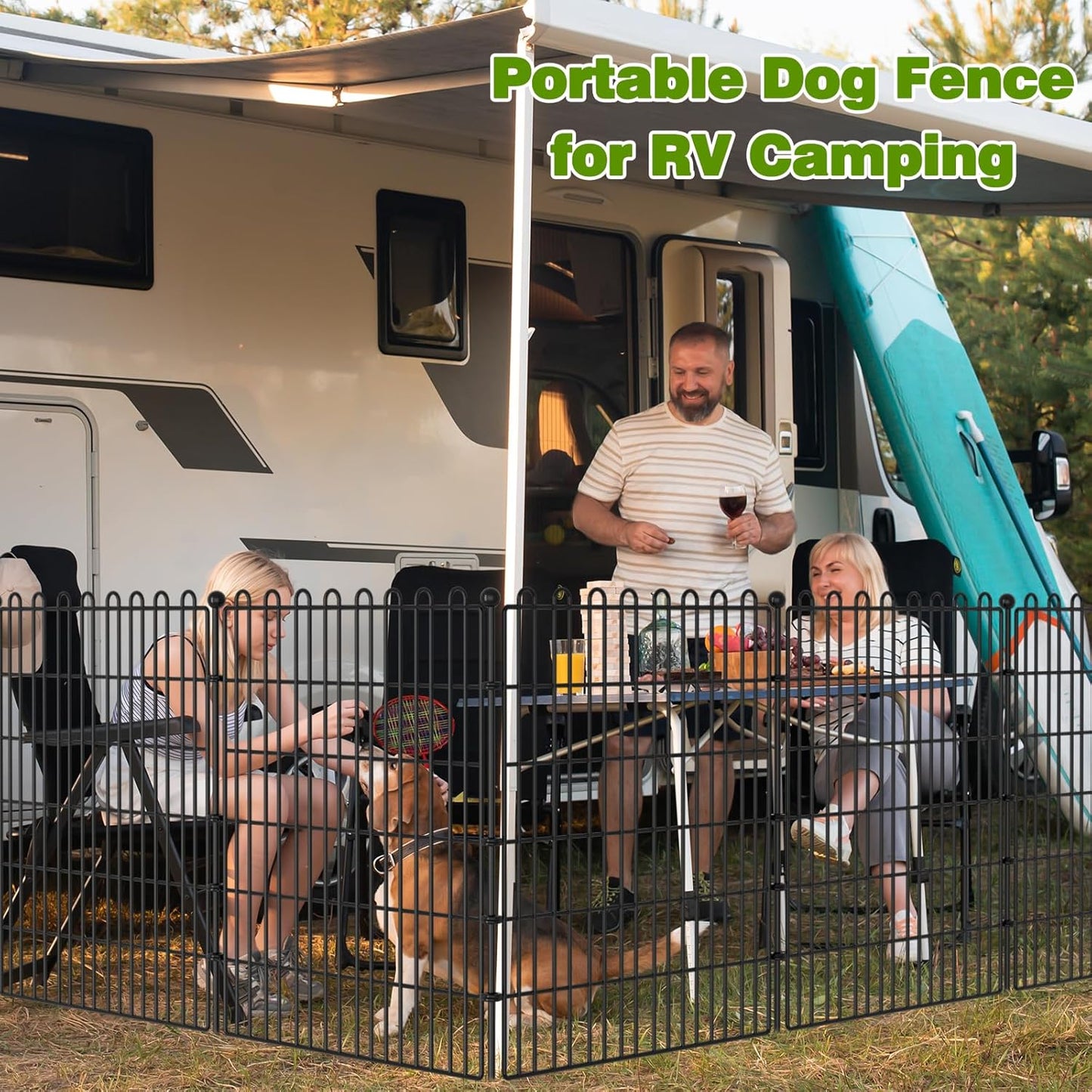 5 Panels No Dig Decorative Garden Fence for Yard, 24 in(H) X 10 ft(L) Animal Barrier Fencing for Outdoor Dog, Metal Portable Garden Fences for Borders, Pets, Landscape, Temporary Fence