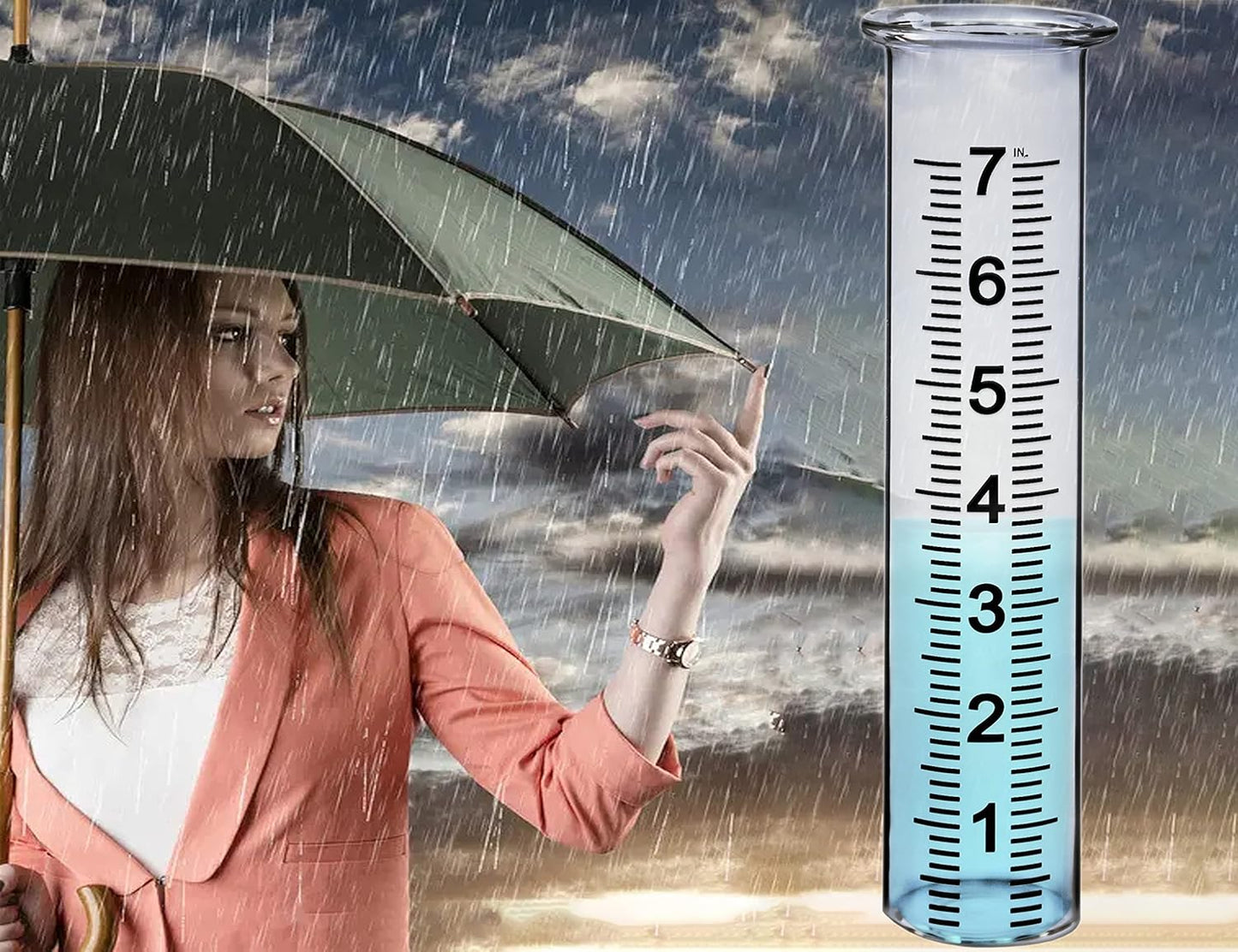 JMBay Rain Gauge Replacement Tube,7 inch Capacity Outdoor Rain Gauge Glass Tube for Garden Yard Home, Upgraded Lip Design Large Font Transparent Measure Tube,Best pcs Tube with 1 Clean Brush.