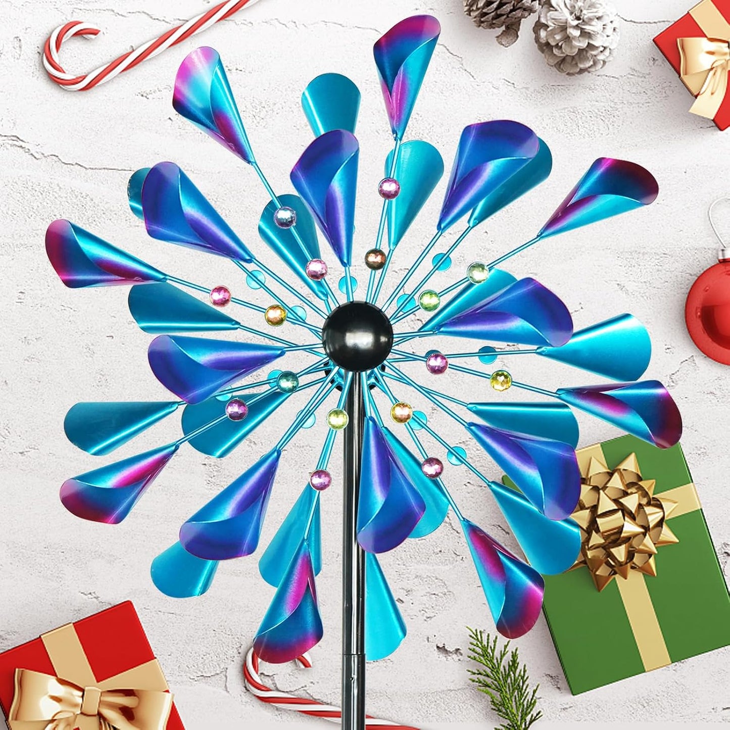Decoroca Wind Spinner Choice for Families - 72in Large Outdoor Metal Wind Spinners - Pretty Outdoor Decor for Festival & Birthday Loves - 21" W x 72" H (Double Blades)