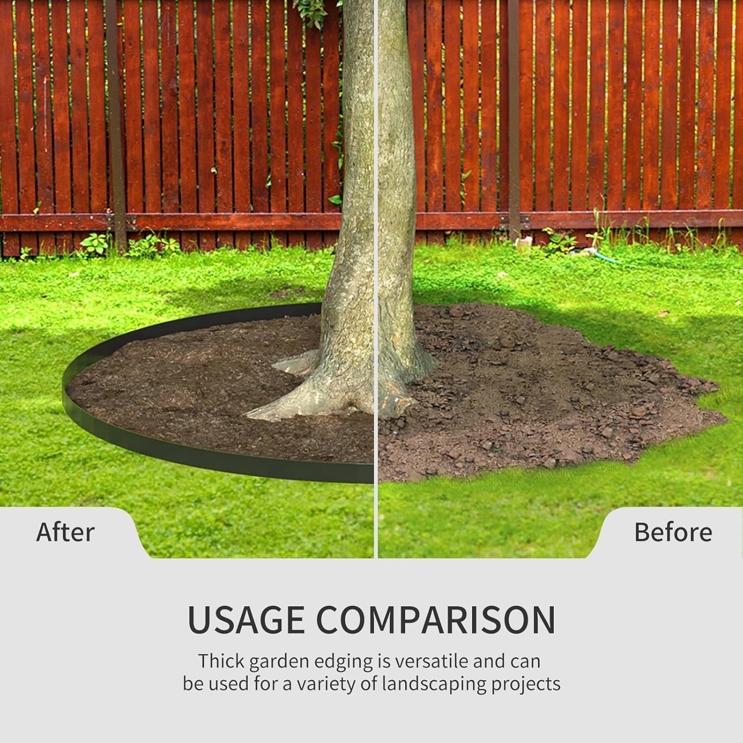 102FT Landscape Edging 4 in Tall with 110 Spikes, Garden Edging Border and 1 Hammer, Plastic Landscape Edging Border Lawn Edging for Landscaping, Flower Beds, Yard