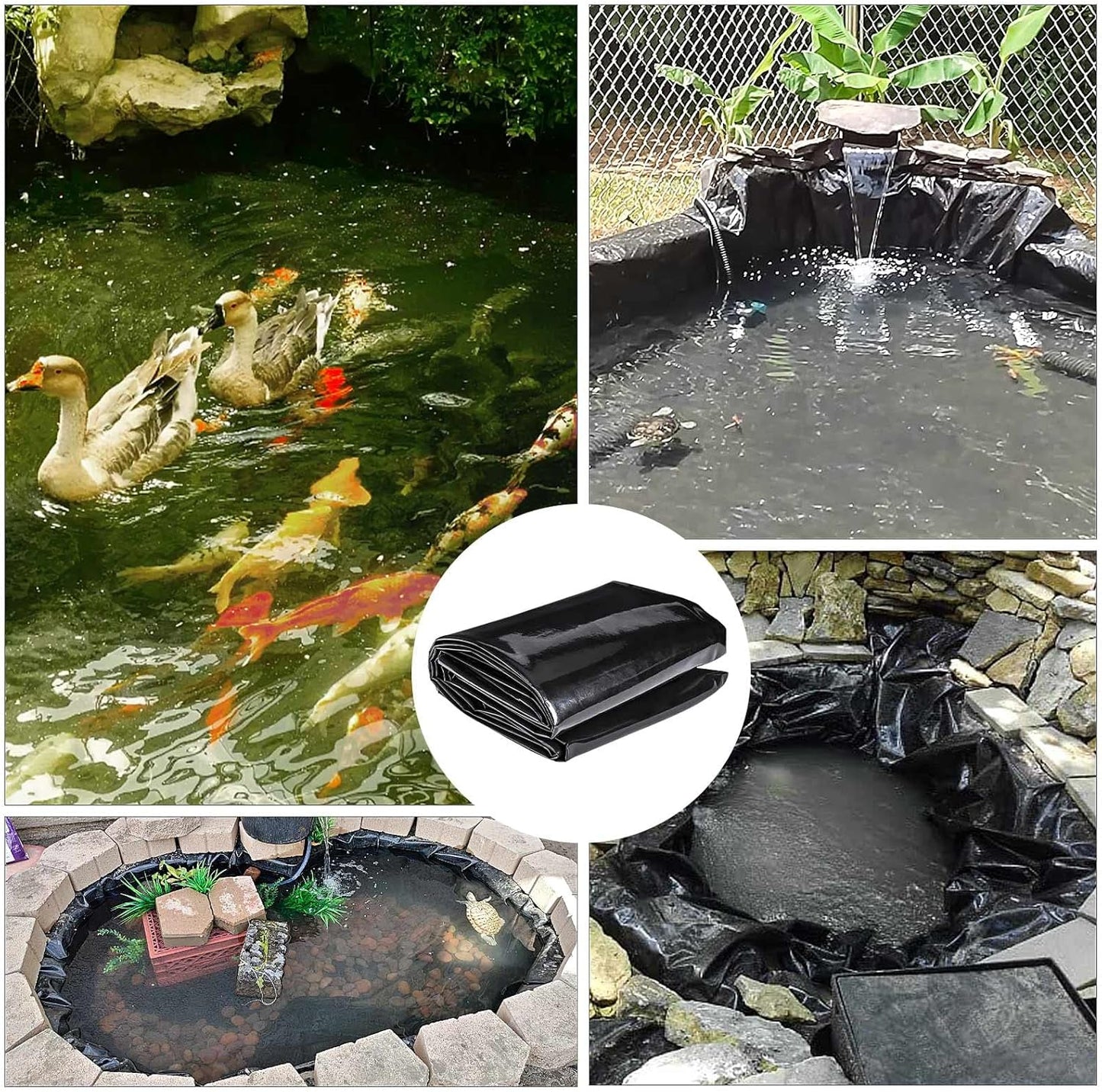 ToLanbbt Pond Liner 10 x 13 Ft, 20 Mil HDPE UV Resistant Preformed Pond Liner Easy Cutting, Underlayment for Fountain, Waterfall, Koi Pondsand Water Garden (Black)