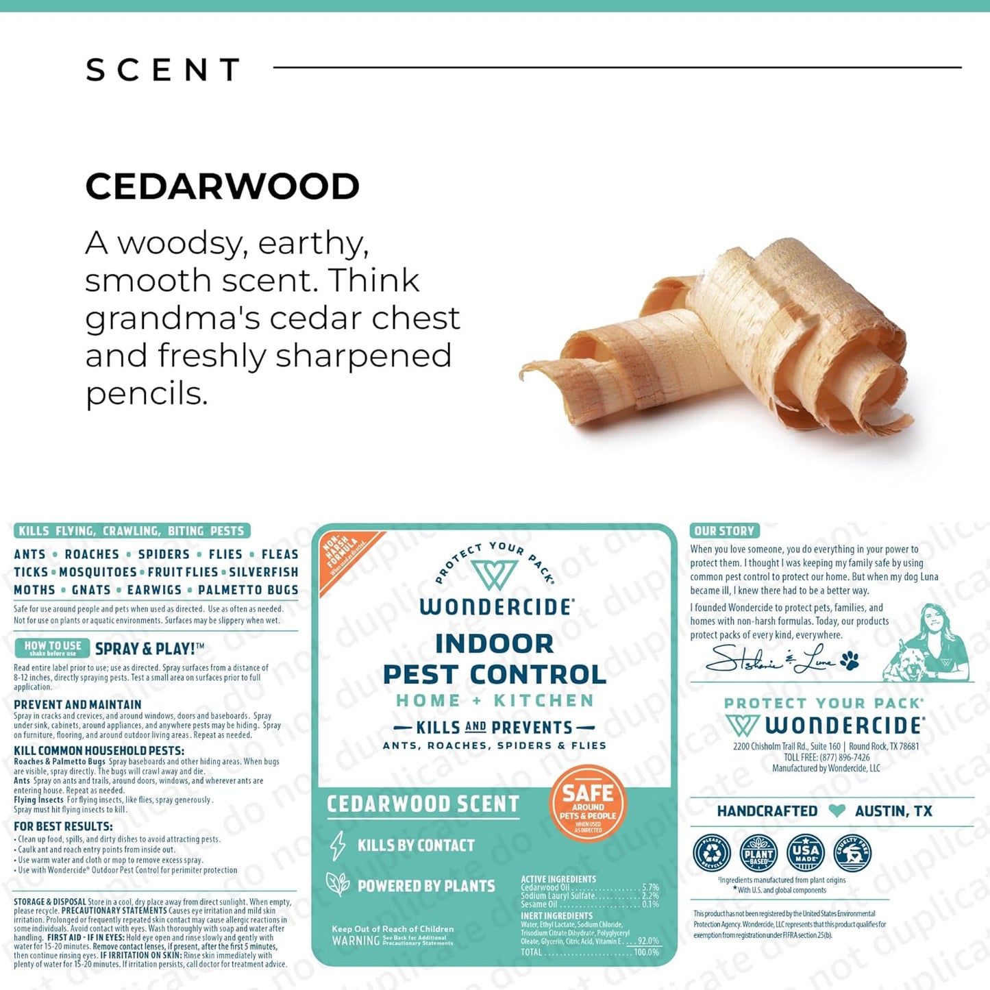 Wondercide - Indoor Pest Control Spray for Home and Kitchen - Ant, Roach, Spider, Fly, Flea, Bug Killer and Insect Repellent - with Natural Essential Oils - Pet and Family Safe — Cedarwood 32 oz