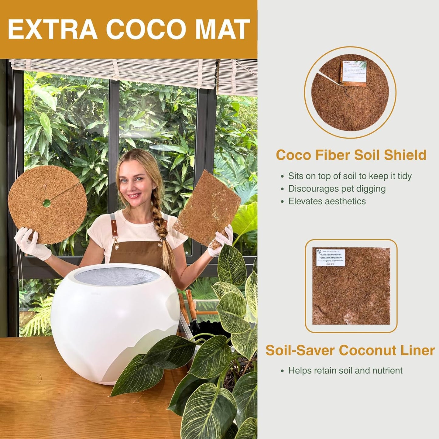 Globo Large Fiberstone Plant Pot, Large Planters for Indoor Plants, Outdoor Planters for Porch (Light French Gray, 12" D x 9.7" H)