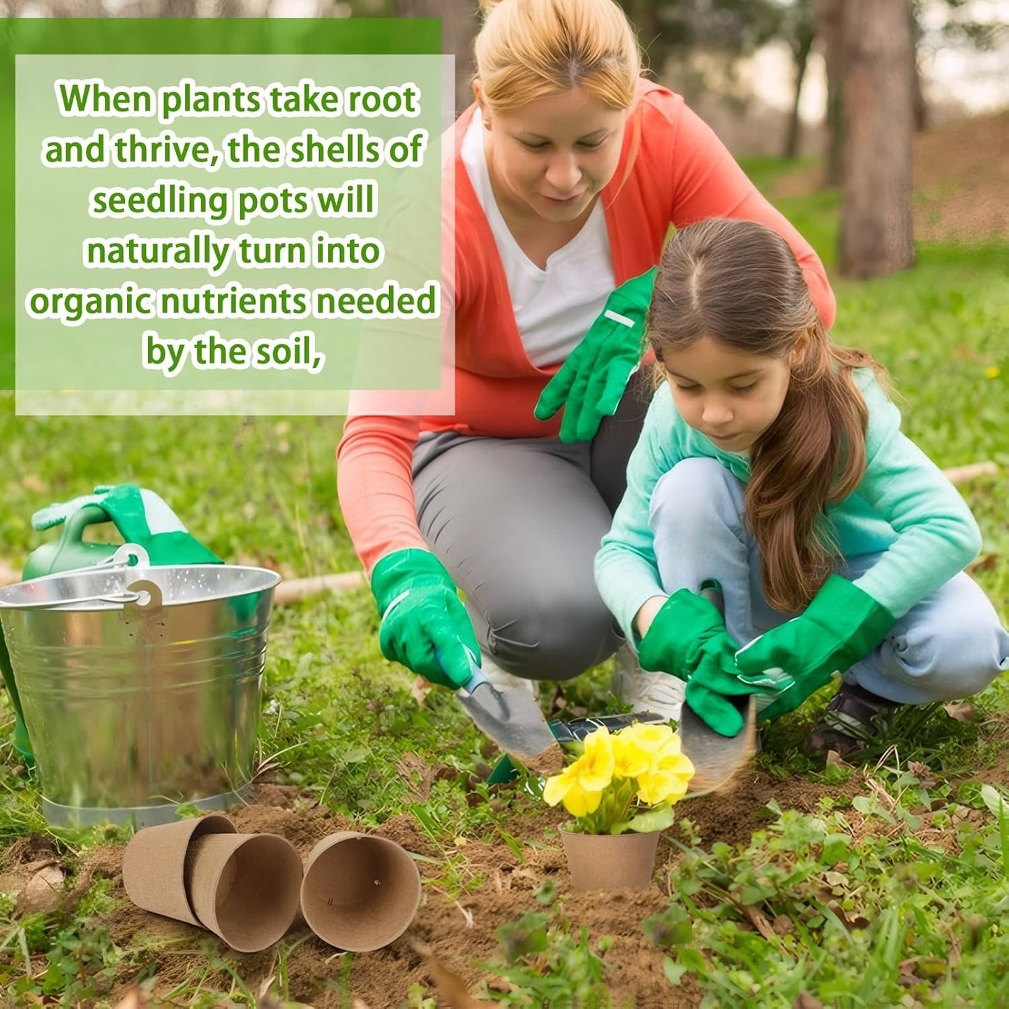 Augshy 4 Inch Peat Pots, 50 Pack Seed Starter Nursery Pots Round Plant Seedling with Drainage Holes for Garden Nursery Kits Seedlings Seed Starting Tray with 50 Plant Labels