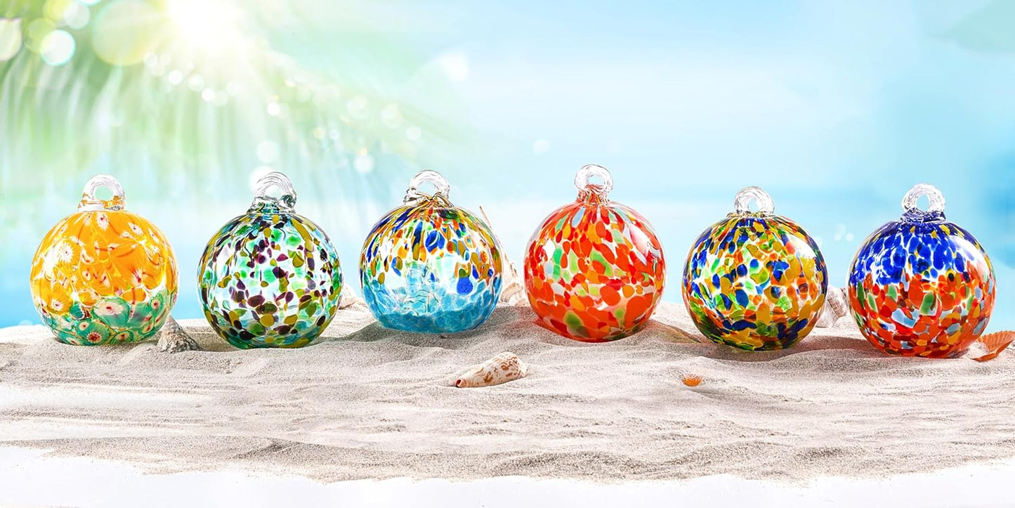 EUSTUMA Hand Blown Glass Witch Ball,Glass Ball Ornament Hanging Garden Gazing Ball Indoor Outdoor Home Décor. (1)