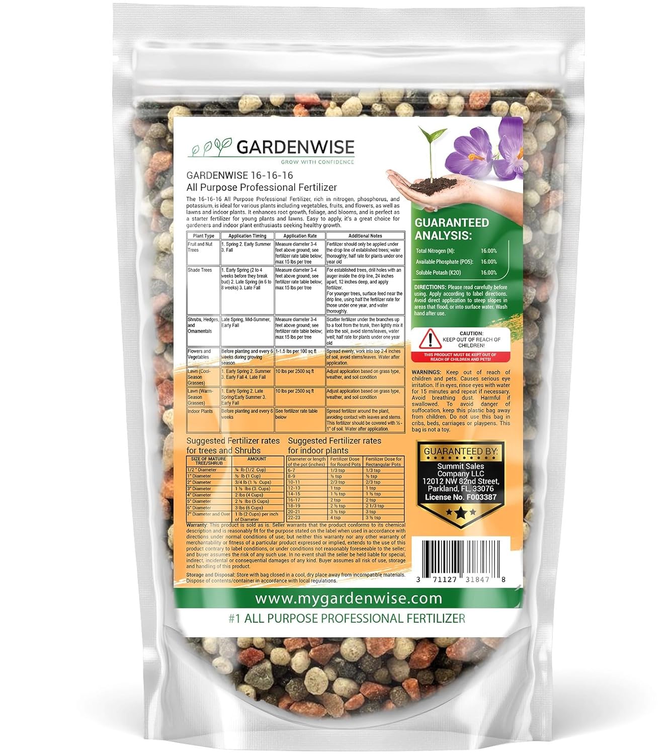 16-16-16 All Purpose Professional Fertilizer - Lawn, Flower, Tree, Shrub & Vegetable Garden Fertilizer (2 Quarts)